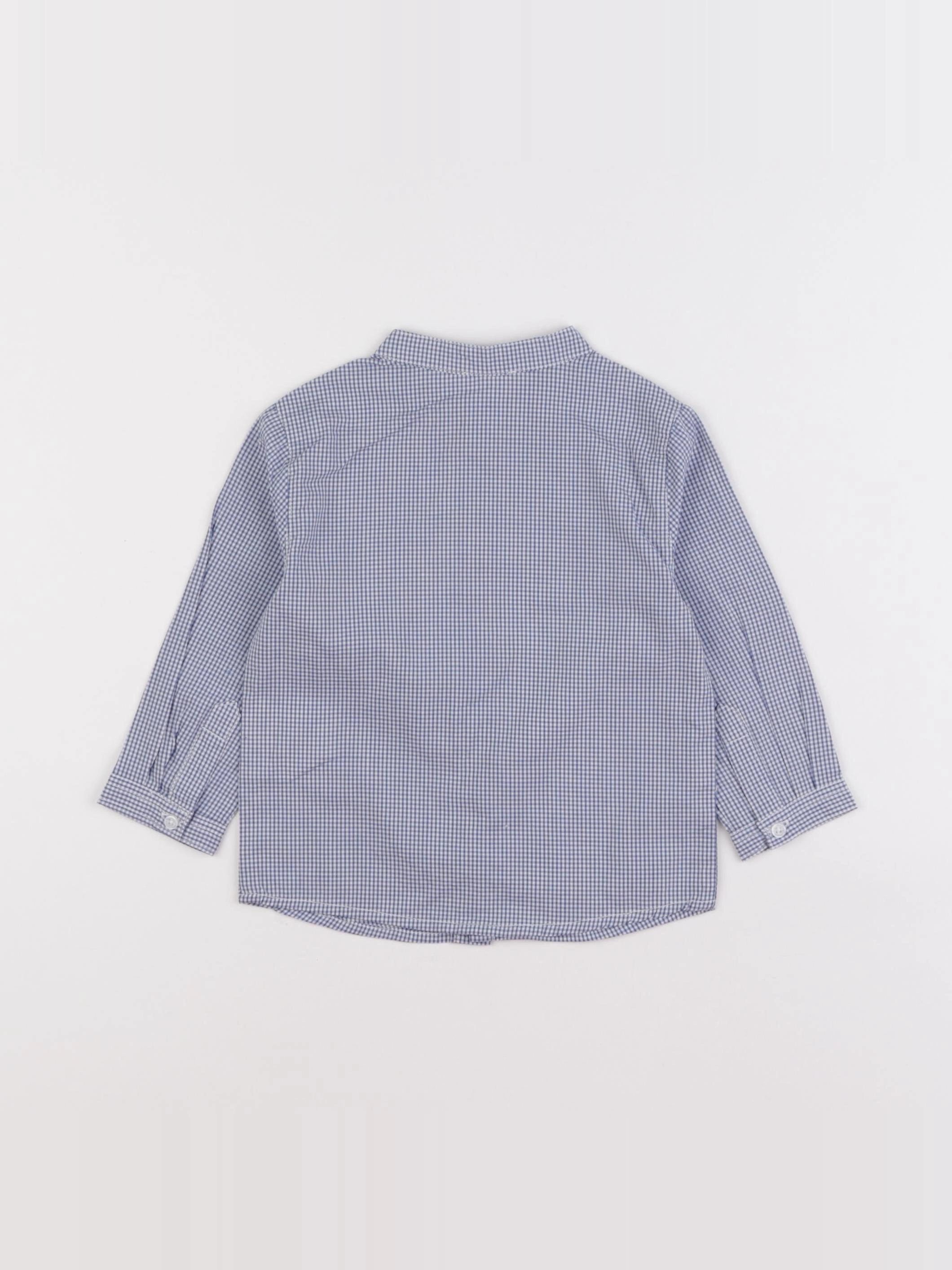 Boutchou - chemise blanc, bleu - 12 mois