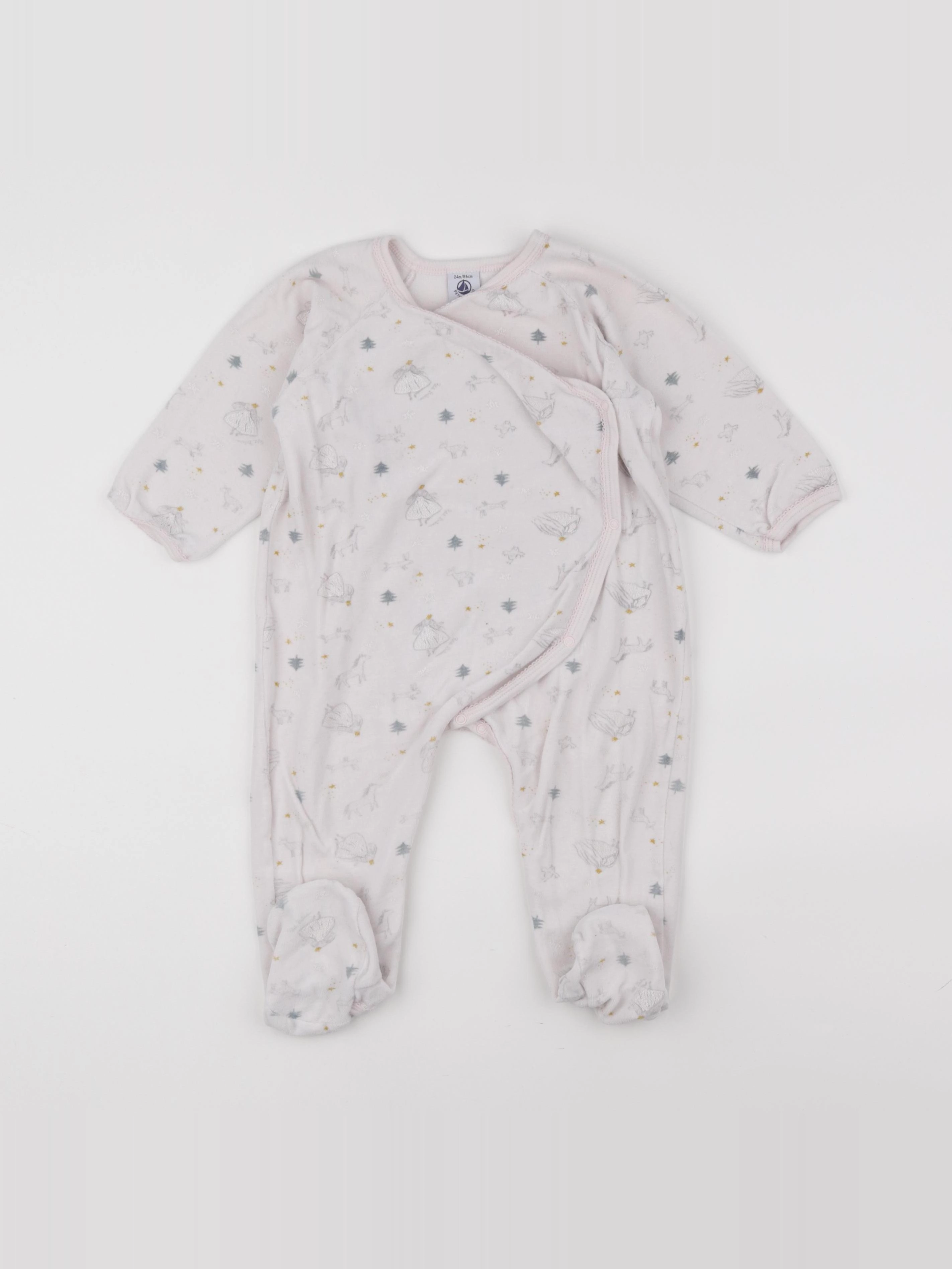 Petit Bateau - pyjama velours multicolore - 2 ans