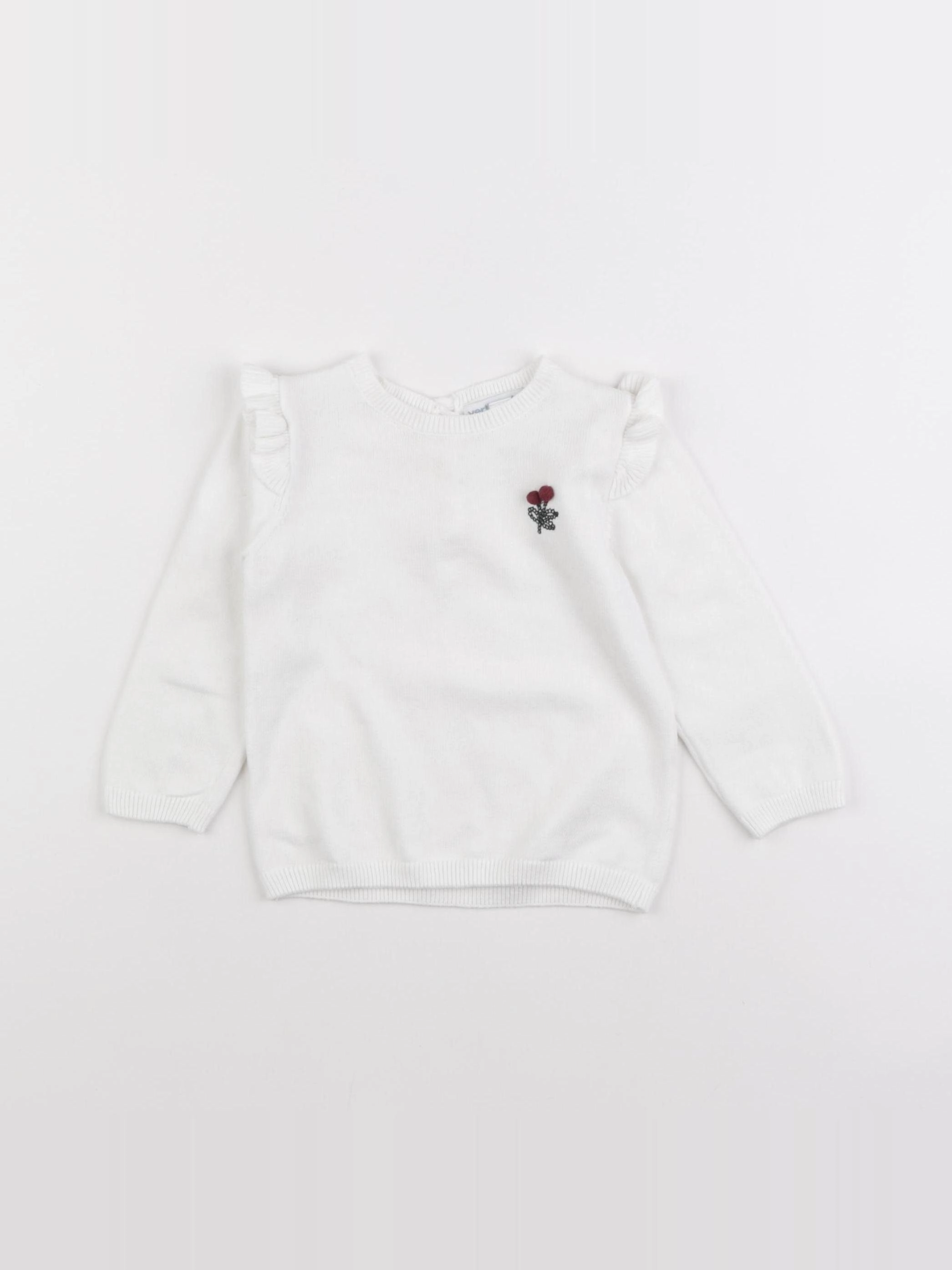 Vertbaudet - pull blanc - 12 mois