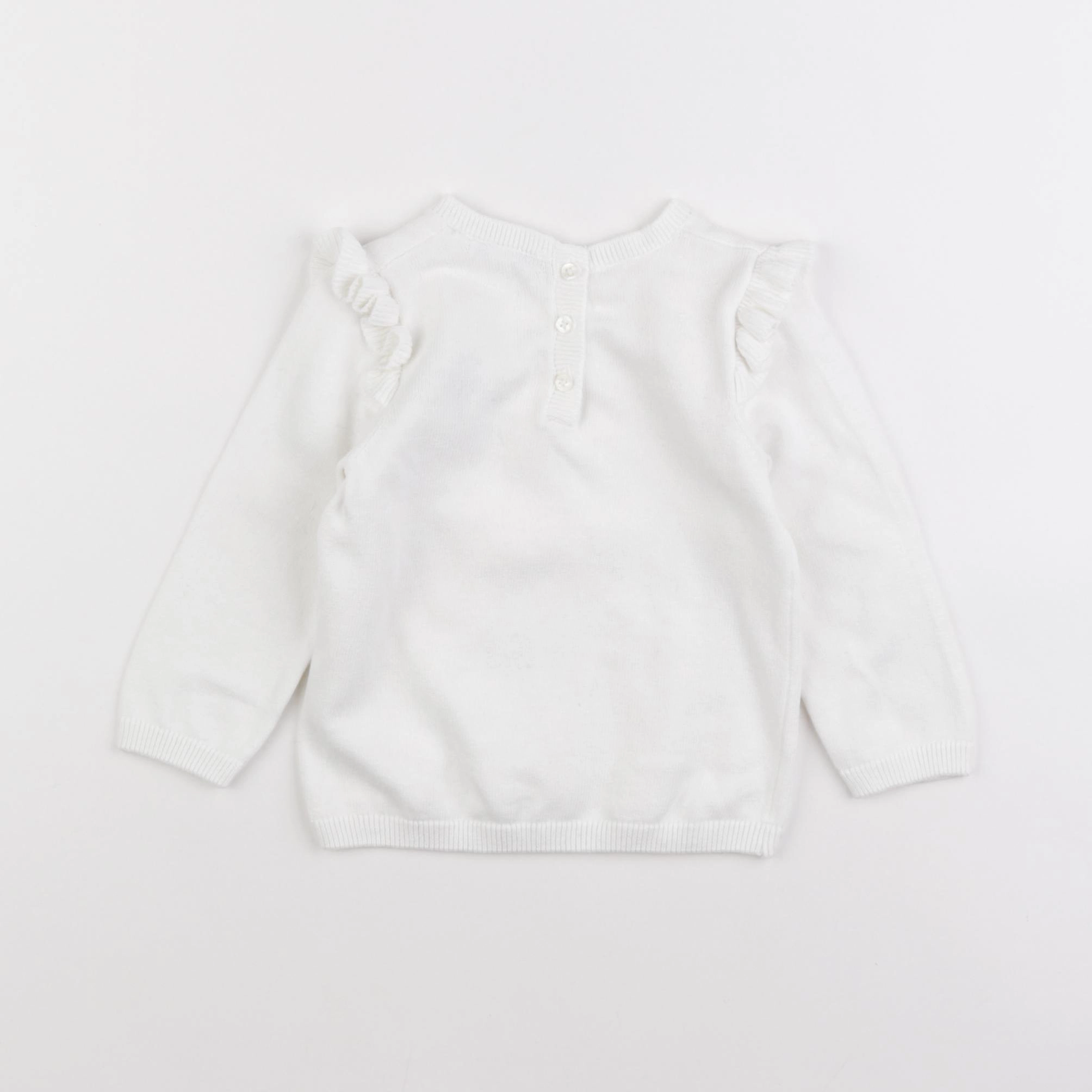 Vertbaudet - pull blanc - 12 mois