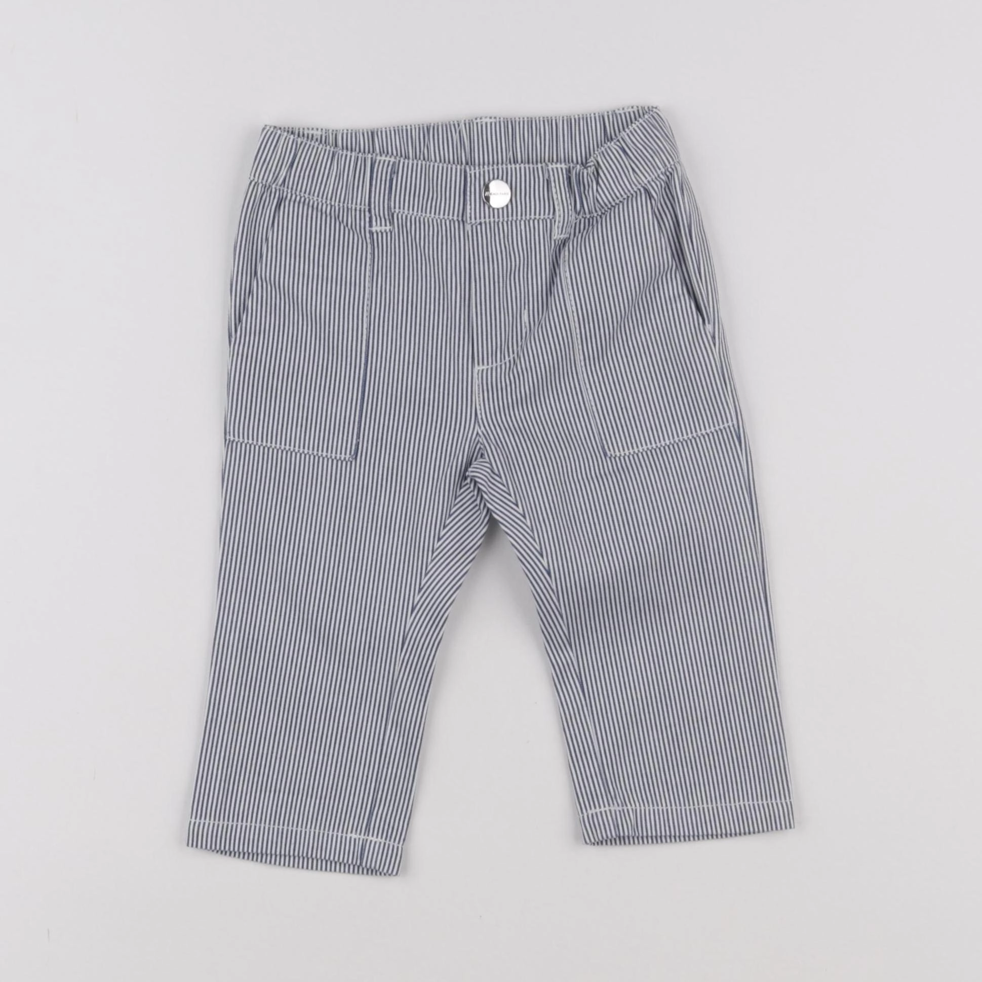 Jacadi - pantalon bleu, blanc - 12 mois