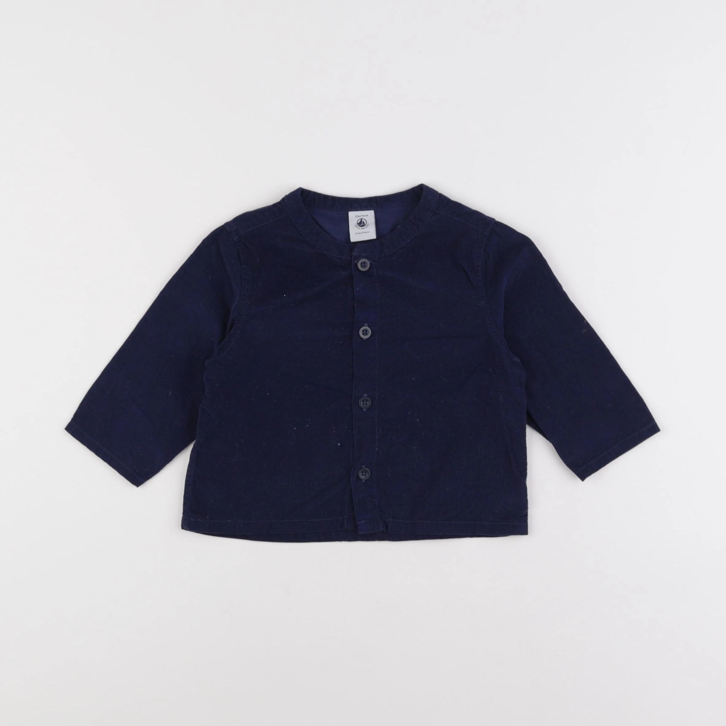 Petit Bateau - chemise bleu - 12 mois