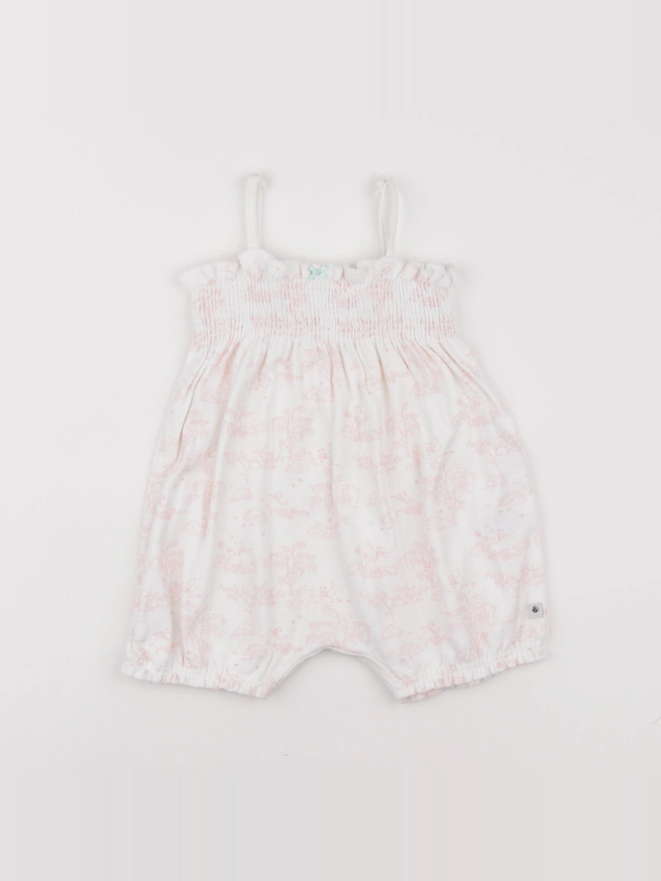 Petit Bateau - combinaison blanc, rose - 12 mois