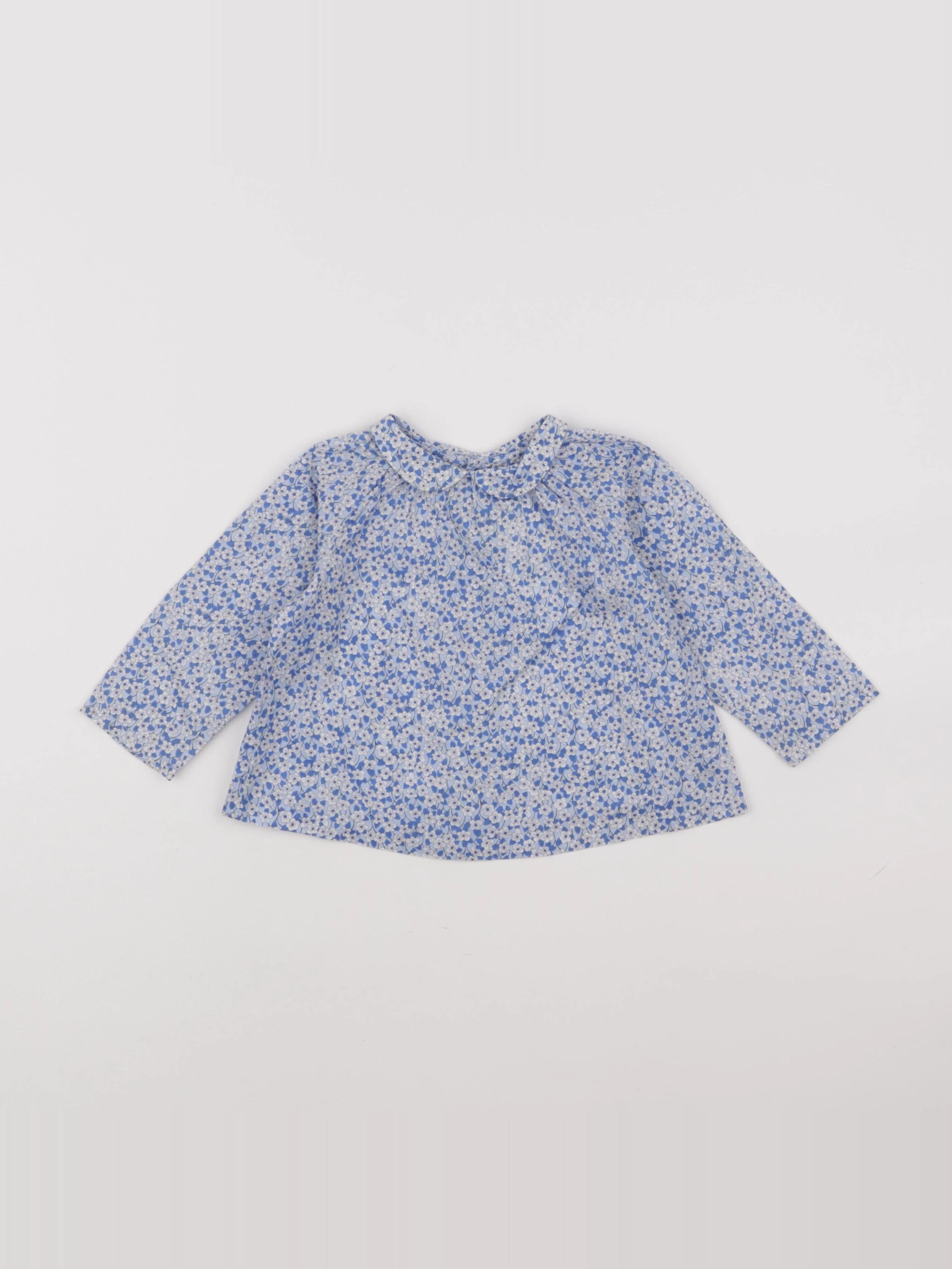 Jacadi - blouse liberty bleu, blanc - 12 mois