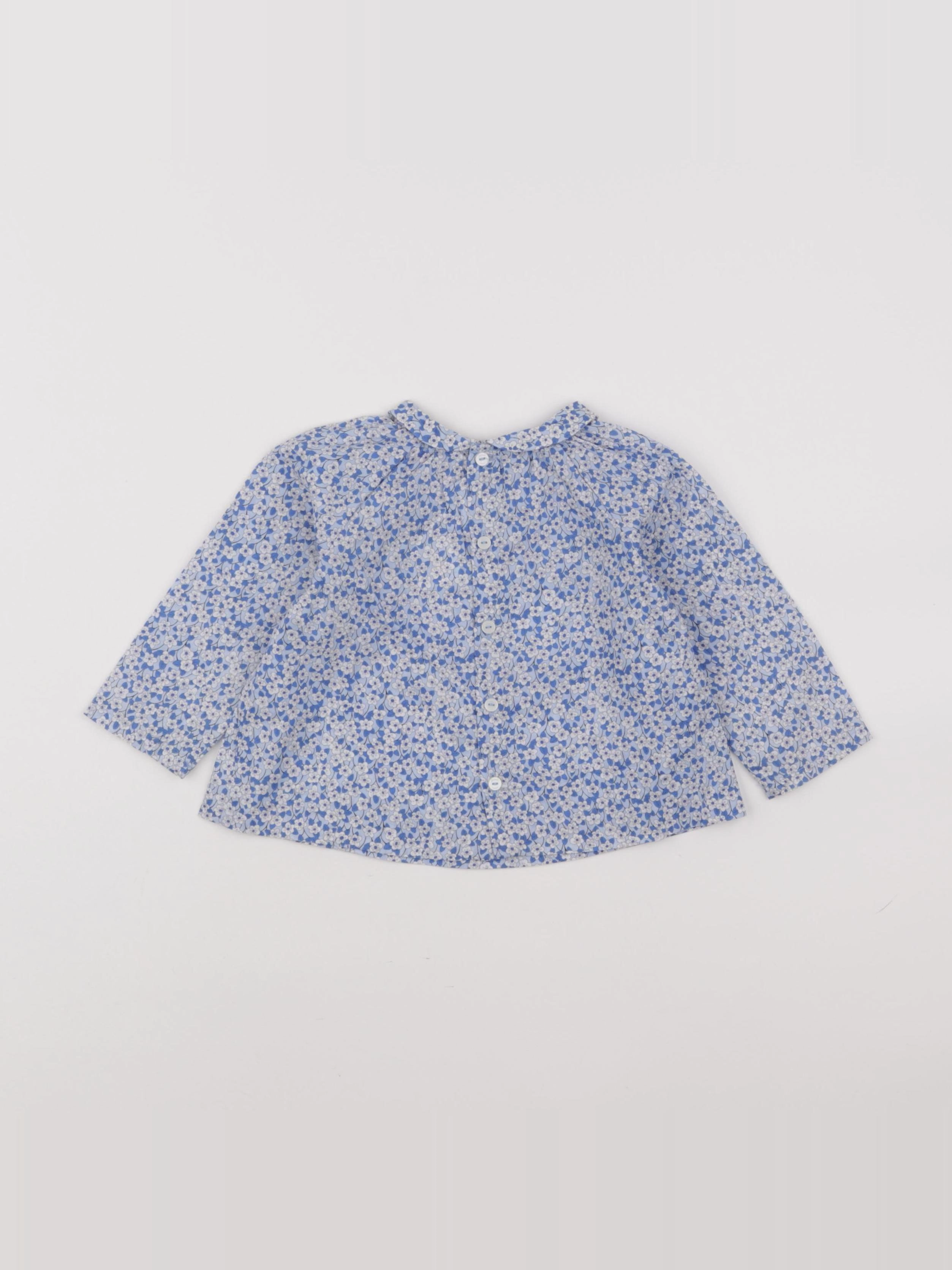 Jacadi - blouse liberty bleu, blanc - 12 mois