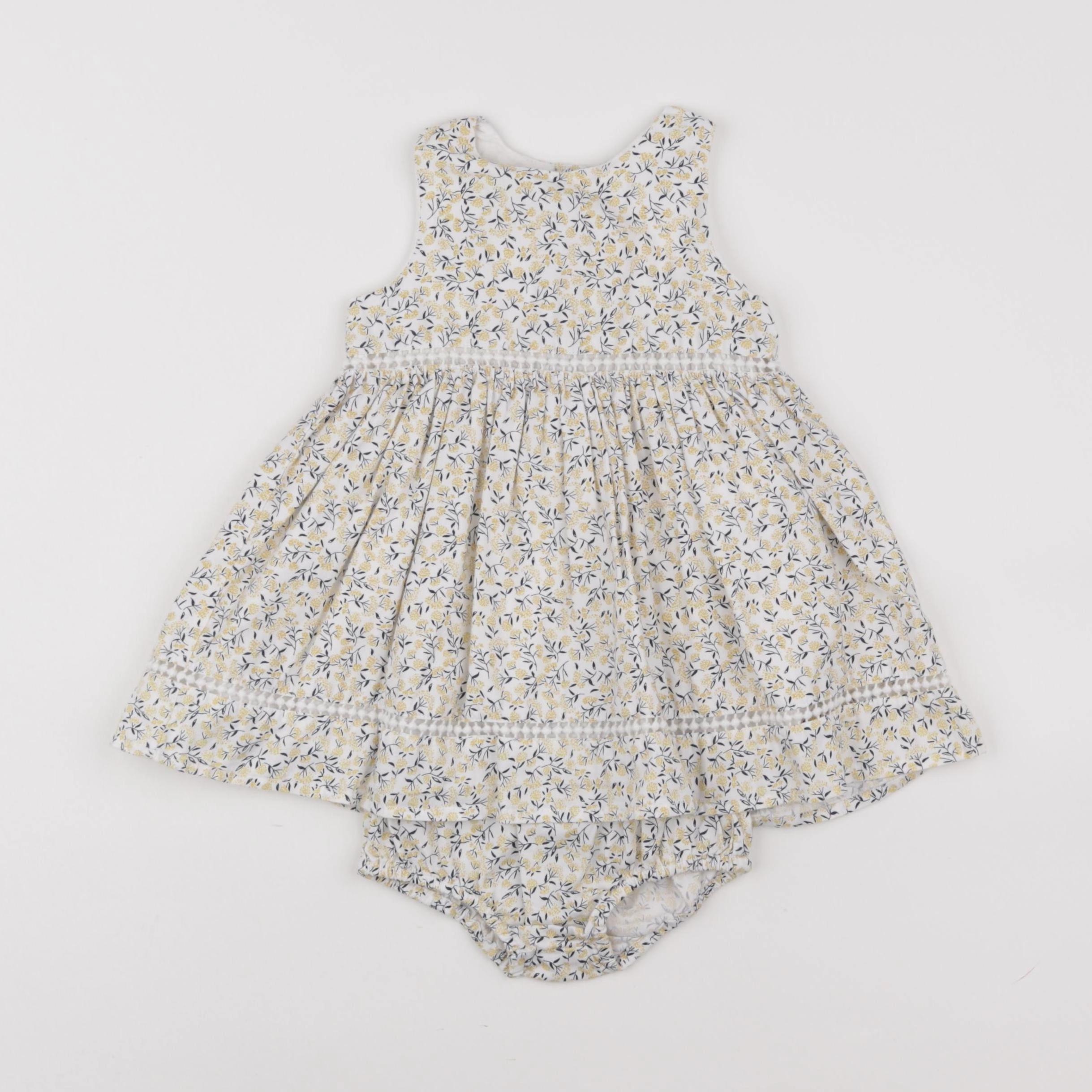 Boutchou - robe blanc, jaune - 6 mois