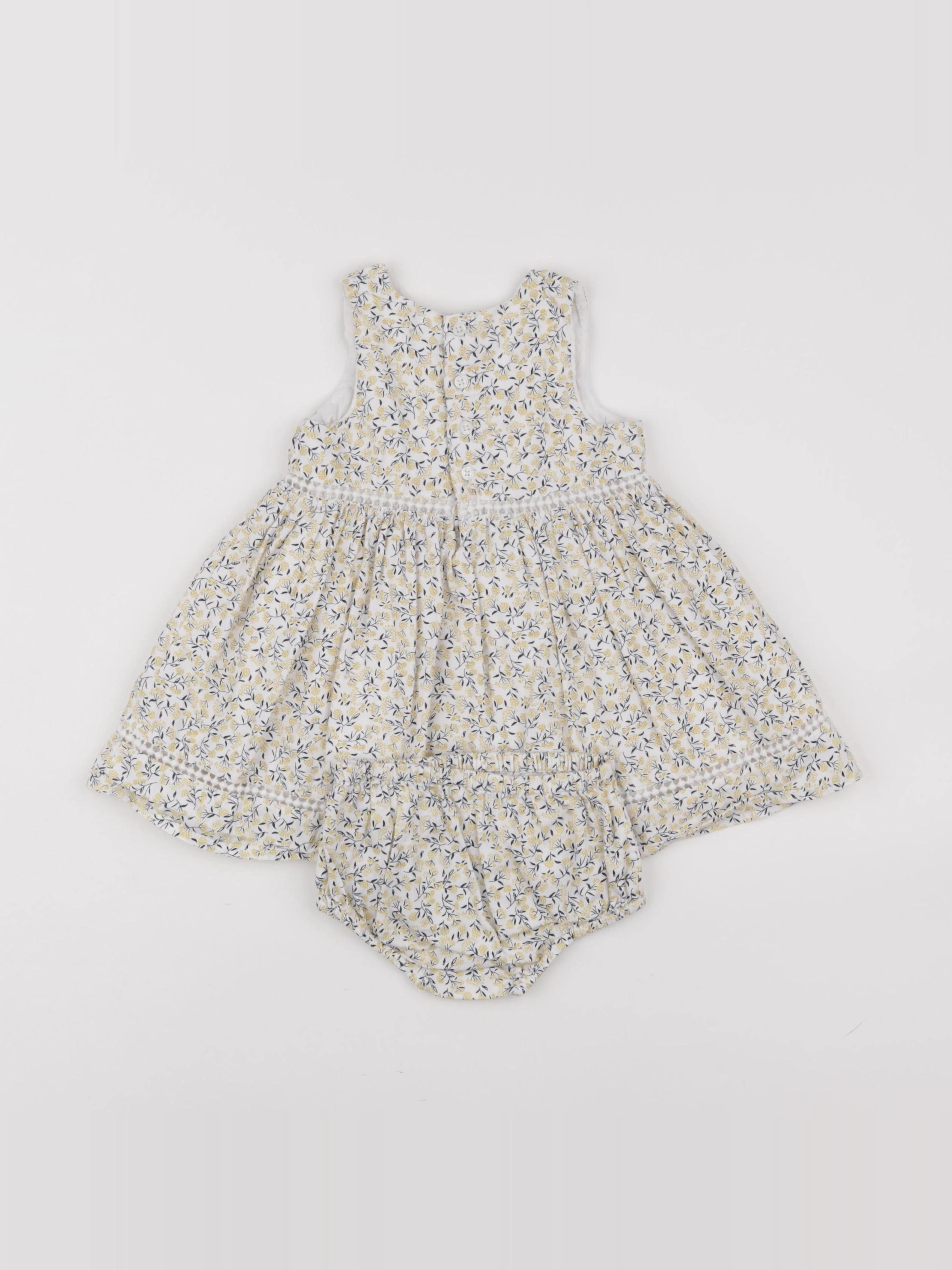 Boutchou - robe blanc, jaune - 6 mois