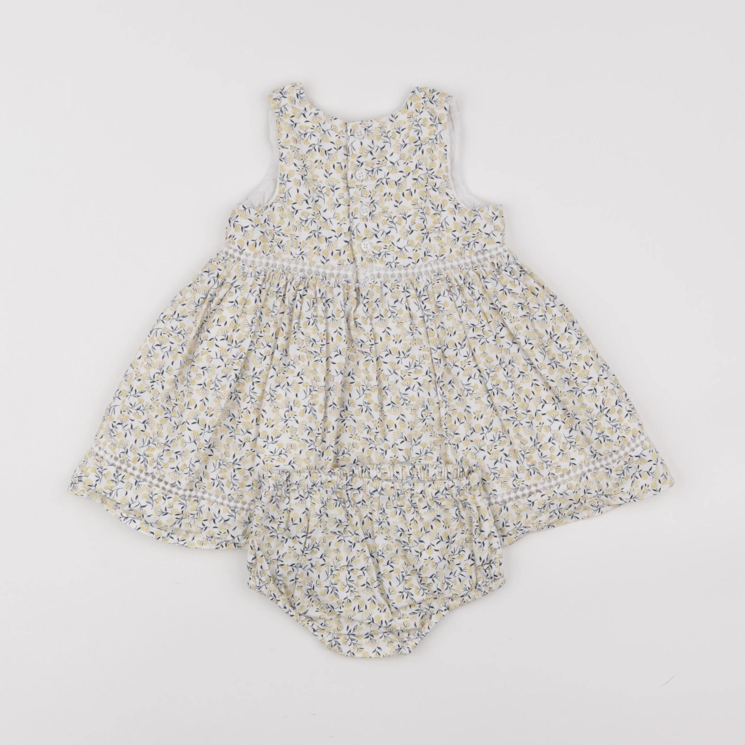 Boutchou - robe blanc, jaune - 6 mois