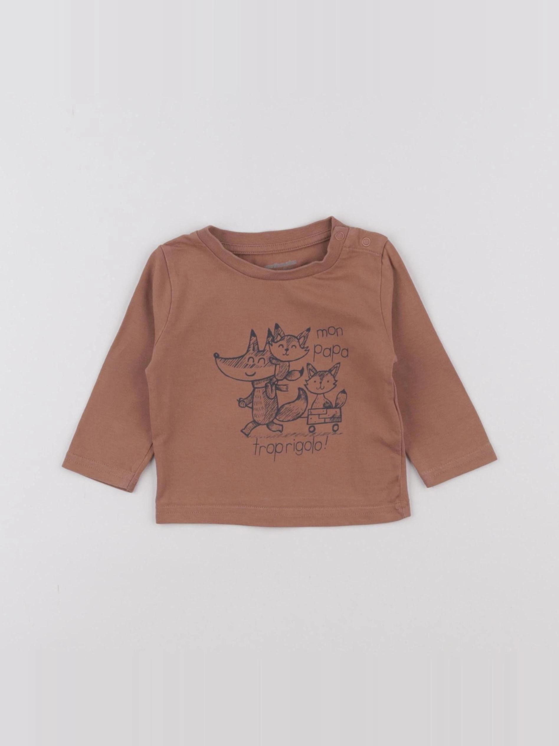 Vertbaudet - tee-shirt marron - 3 mois