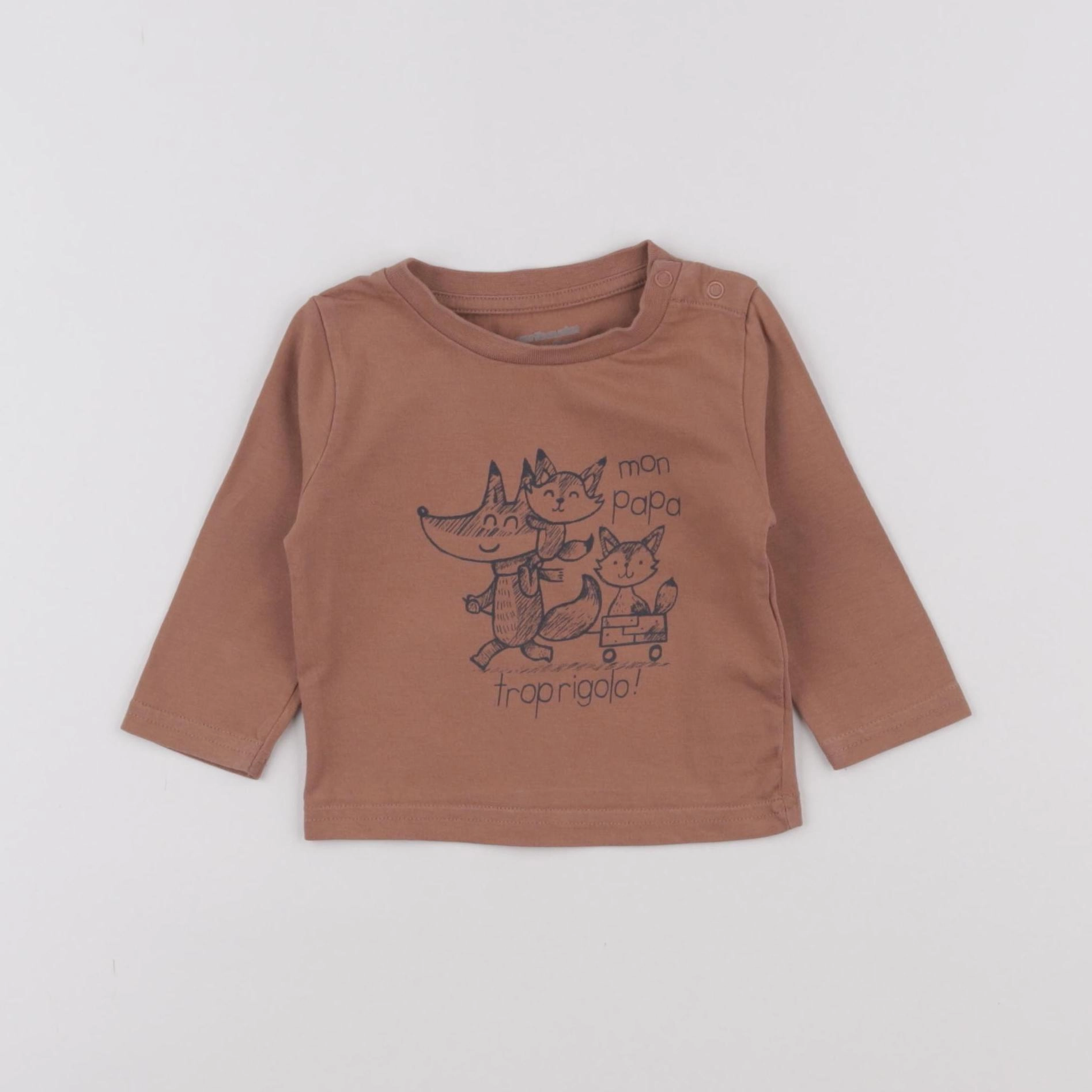 Vertbaudet - tee-shirt marron - 3 mois