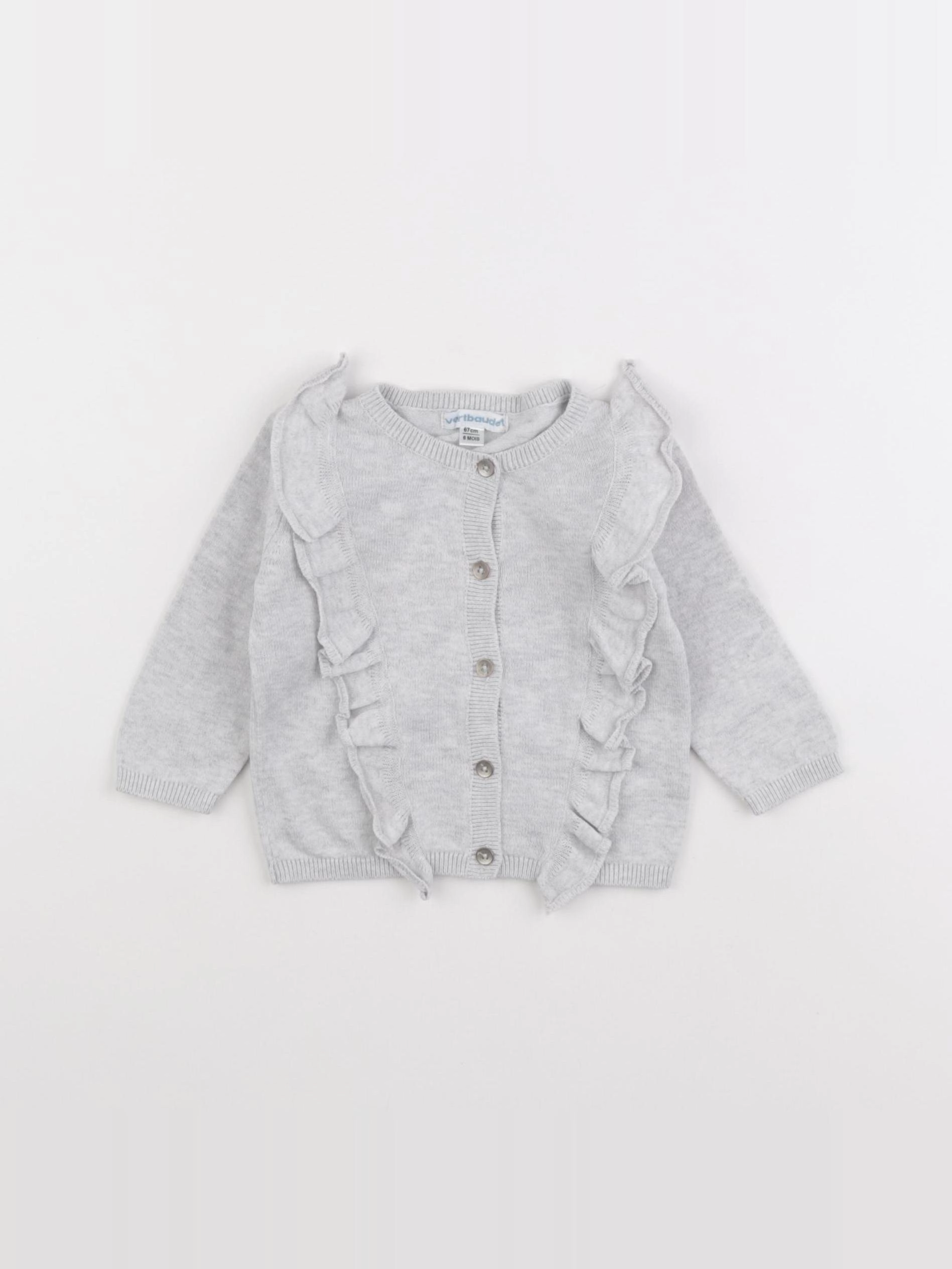 Vertbaudet - gilet gris - 6 mois