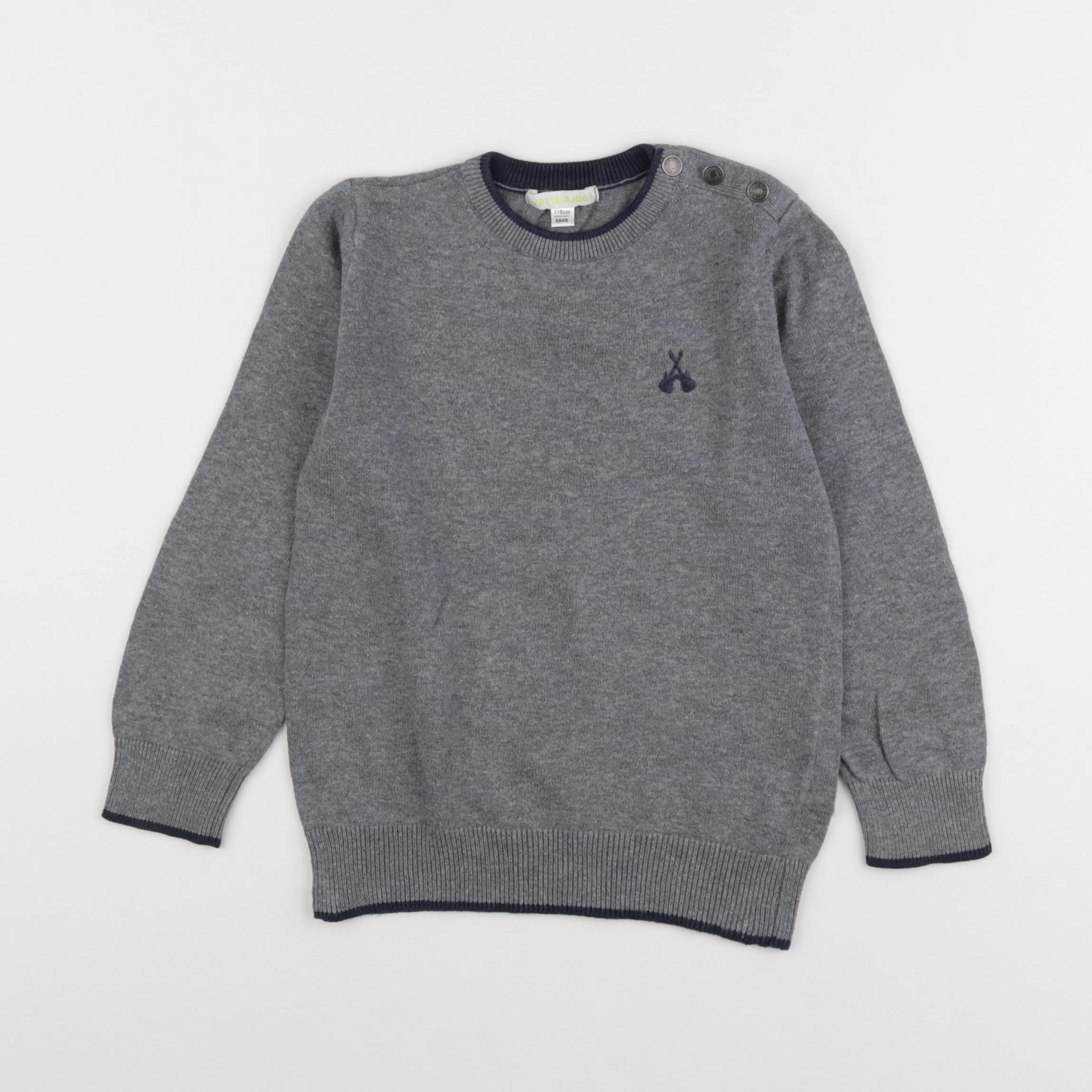 Vertbaudet - pull gris - 6 ans