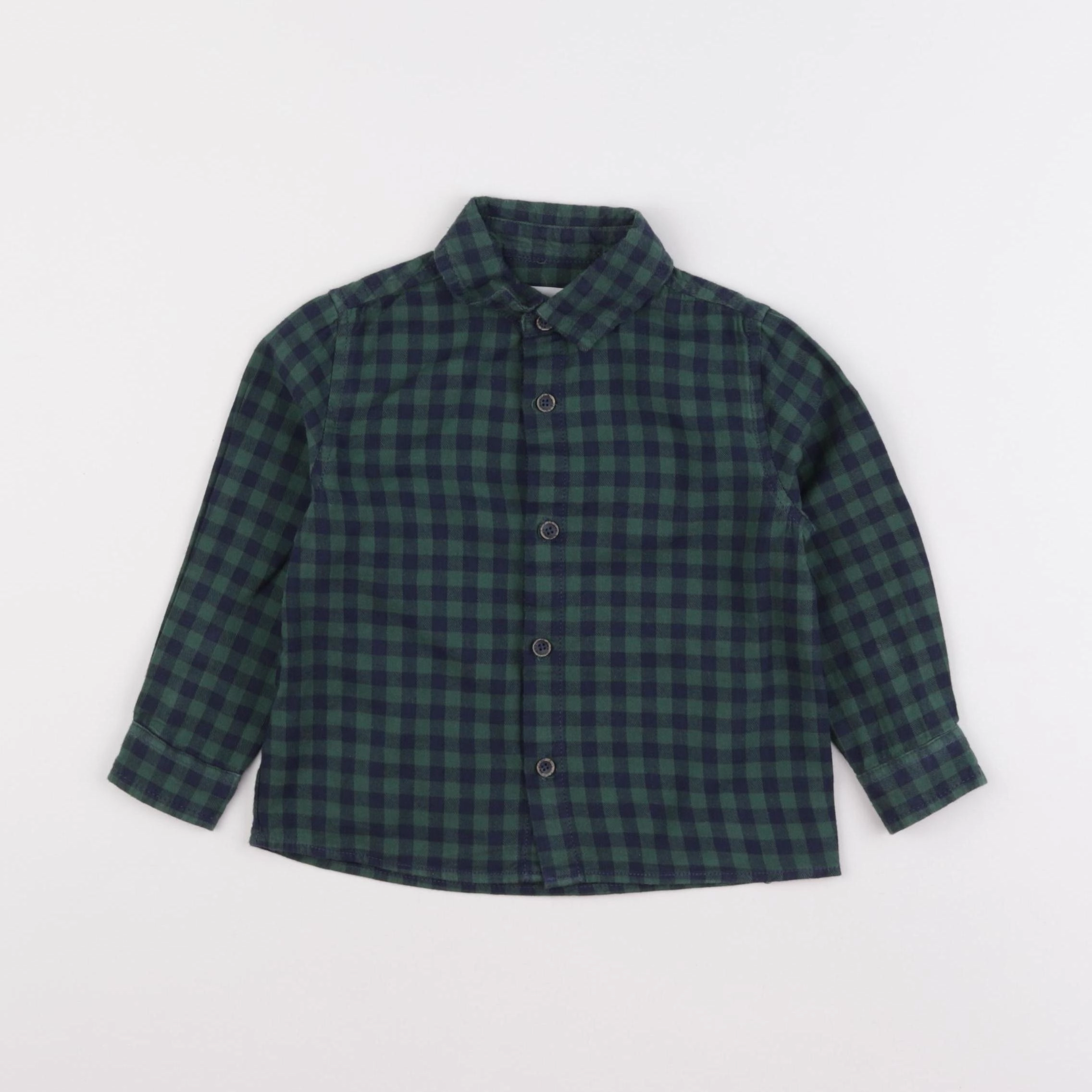 Mango - chemise bleu, vert - 2/3 ans