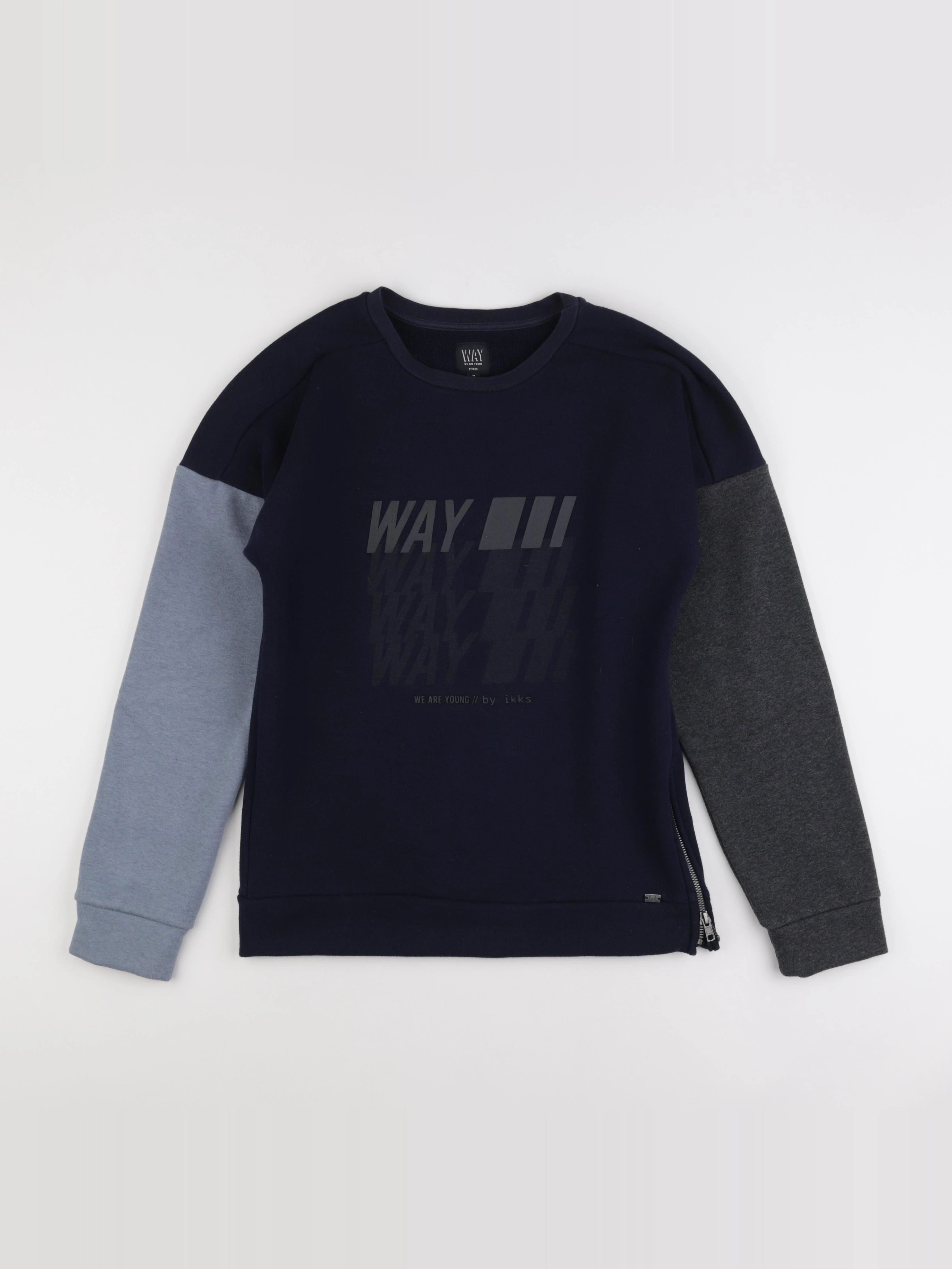 IKKS - sweat bleu, gris - 16 ans