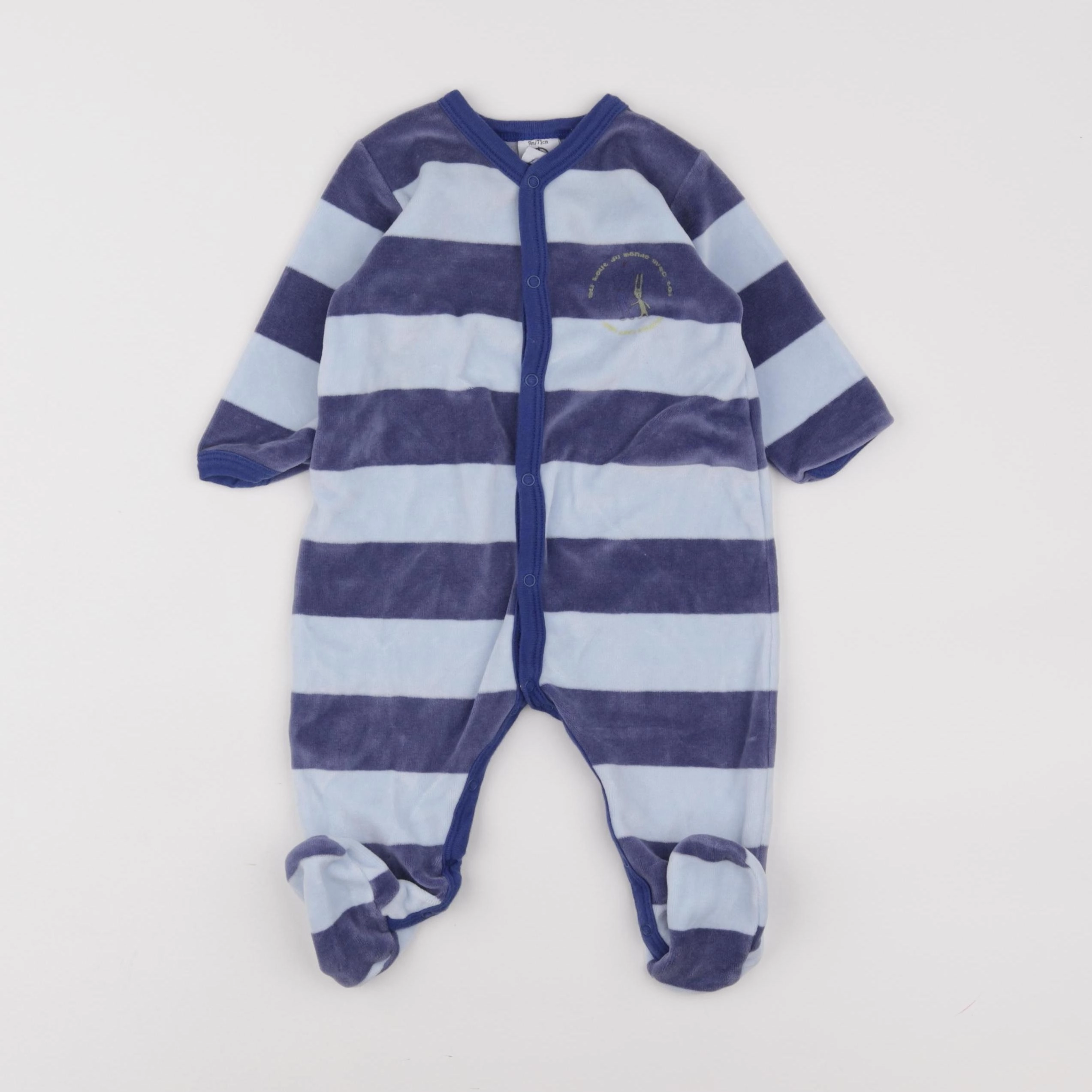 Petit Bateau - pyjama velours bleu - 9 mois