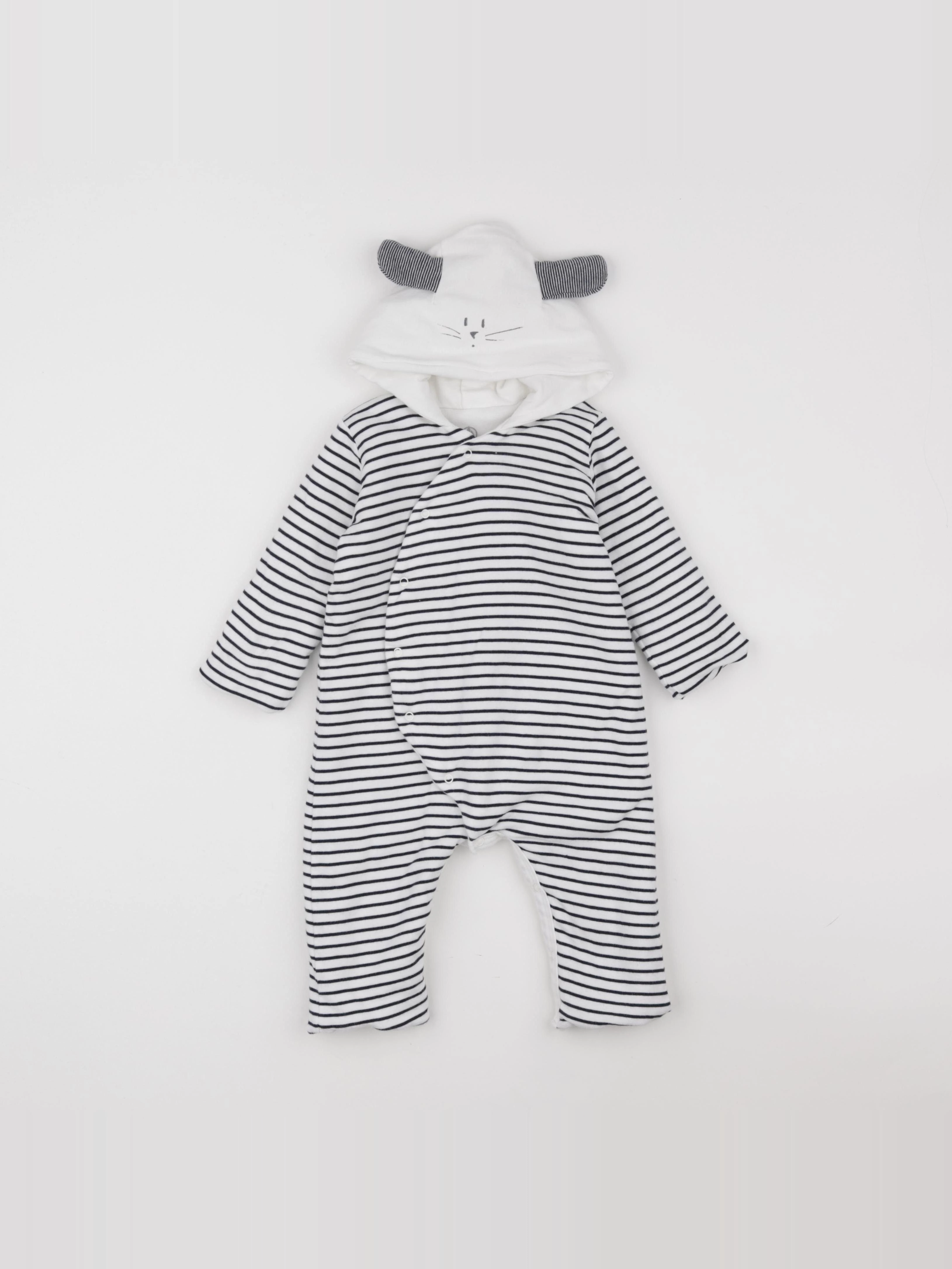Petit Bateau - combinaison blanc, bleu - 12 mois