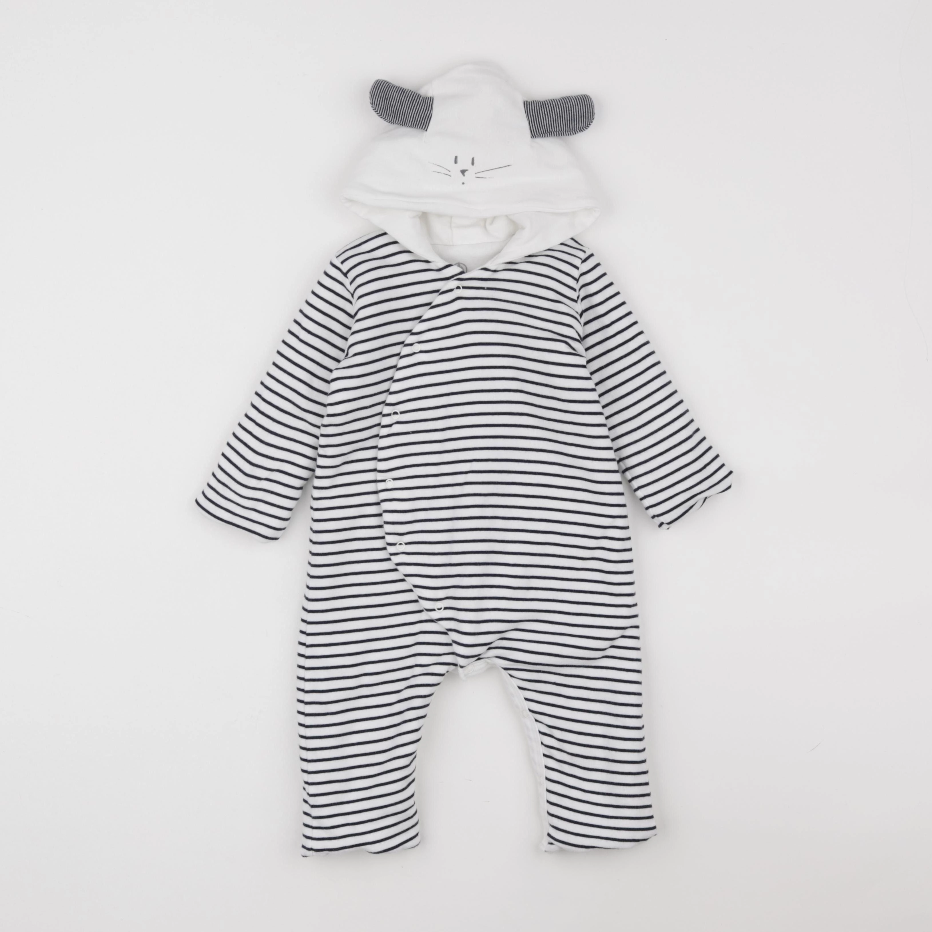 Petit Bateau - combinaison blanc, bleu - 12 mois