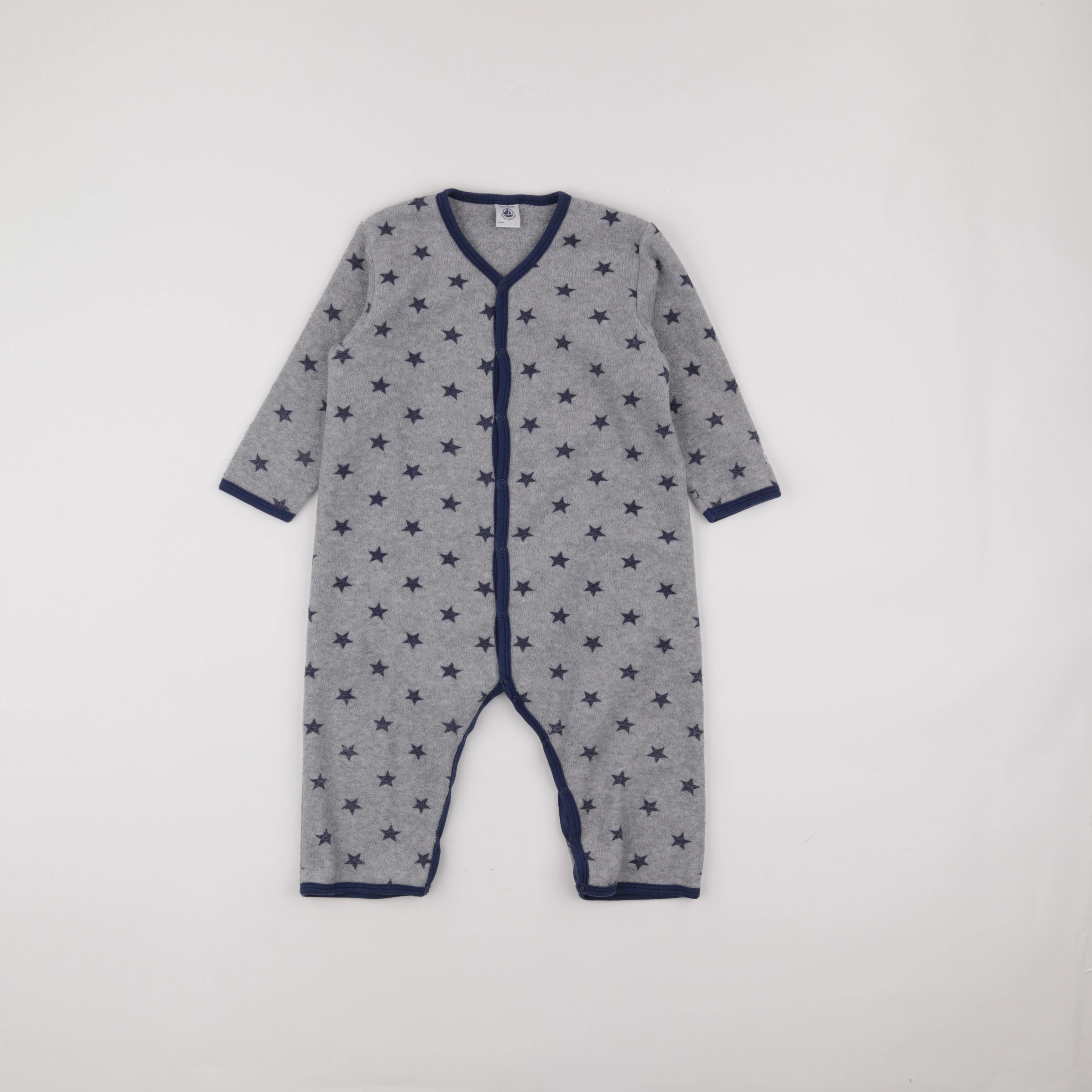 Petit Bateau - pyjama coton bleu, gris - 2 ans