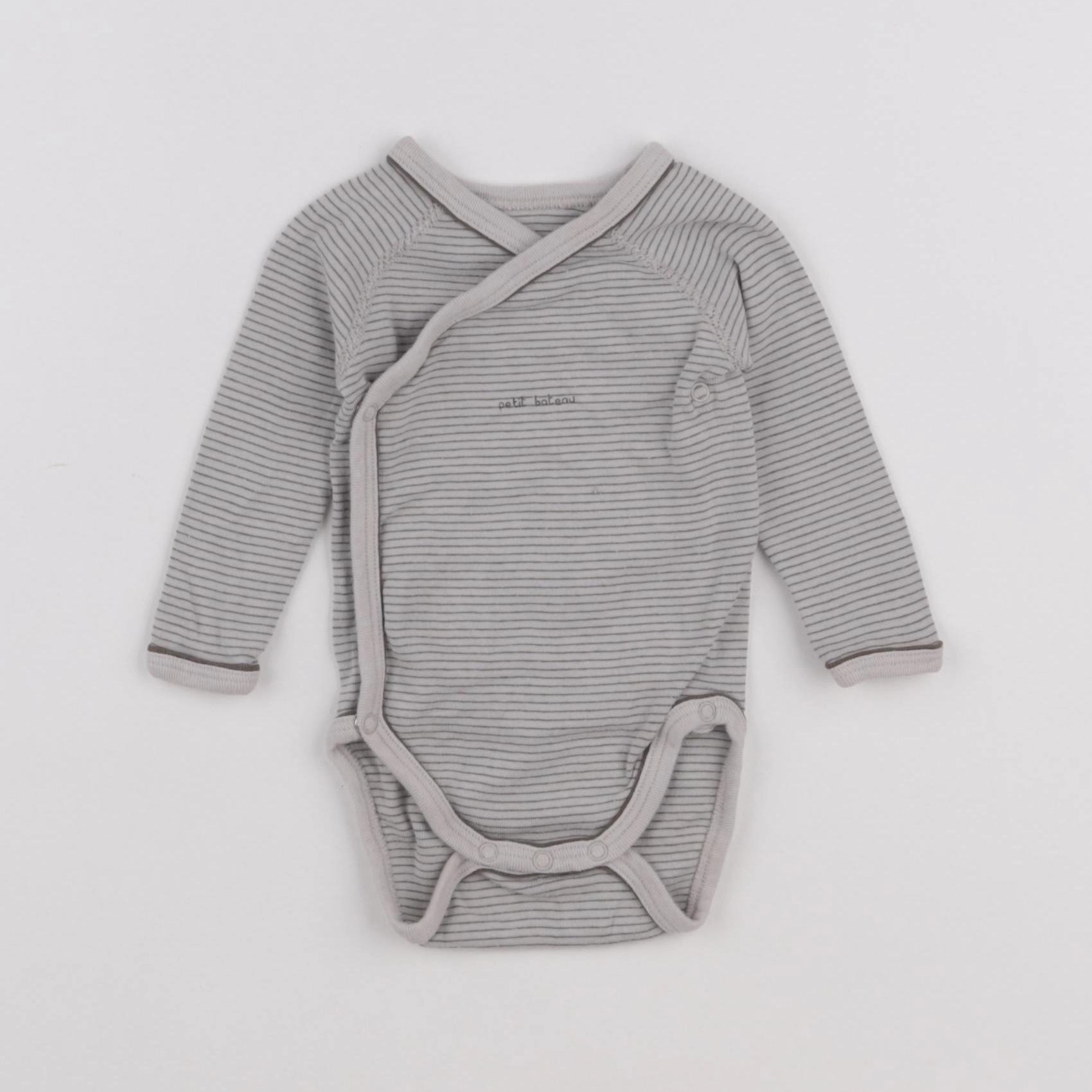 Petit Bateau - body gris - 3 mois