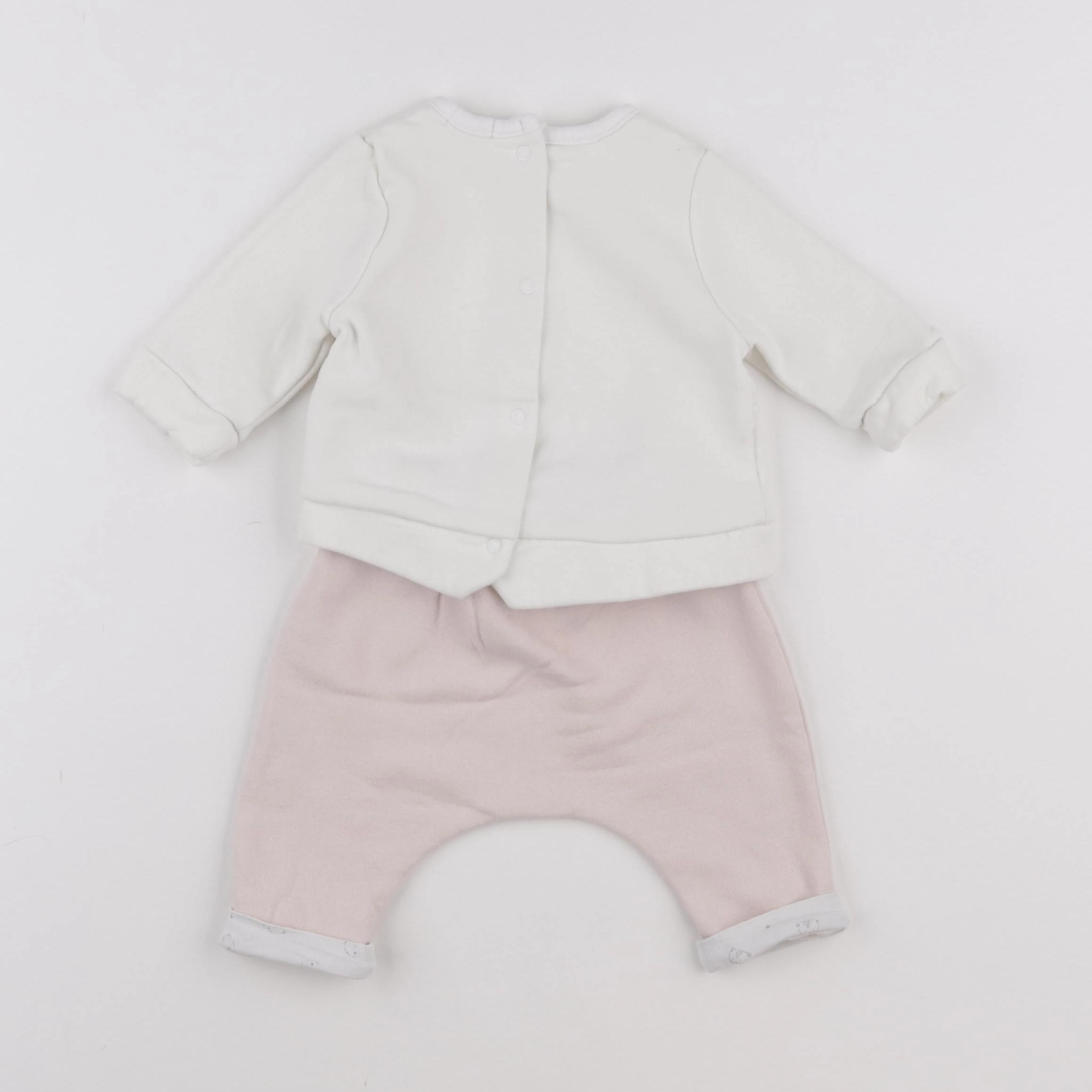 Vertbaudet - ensemble blanc, rose - 3 mois