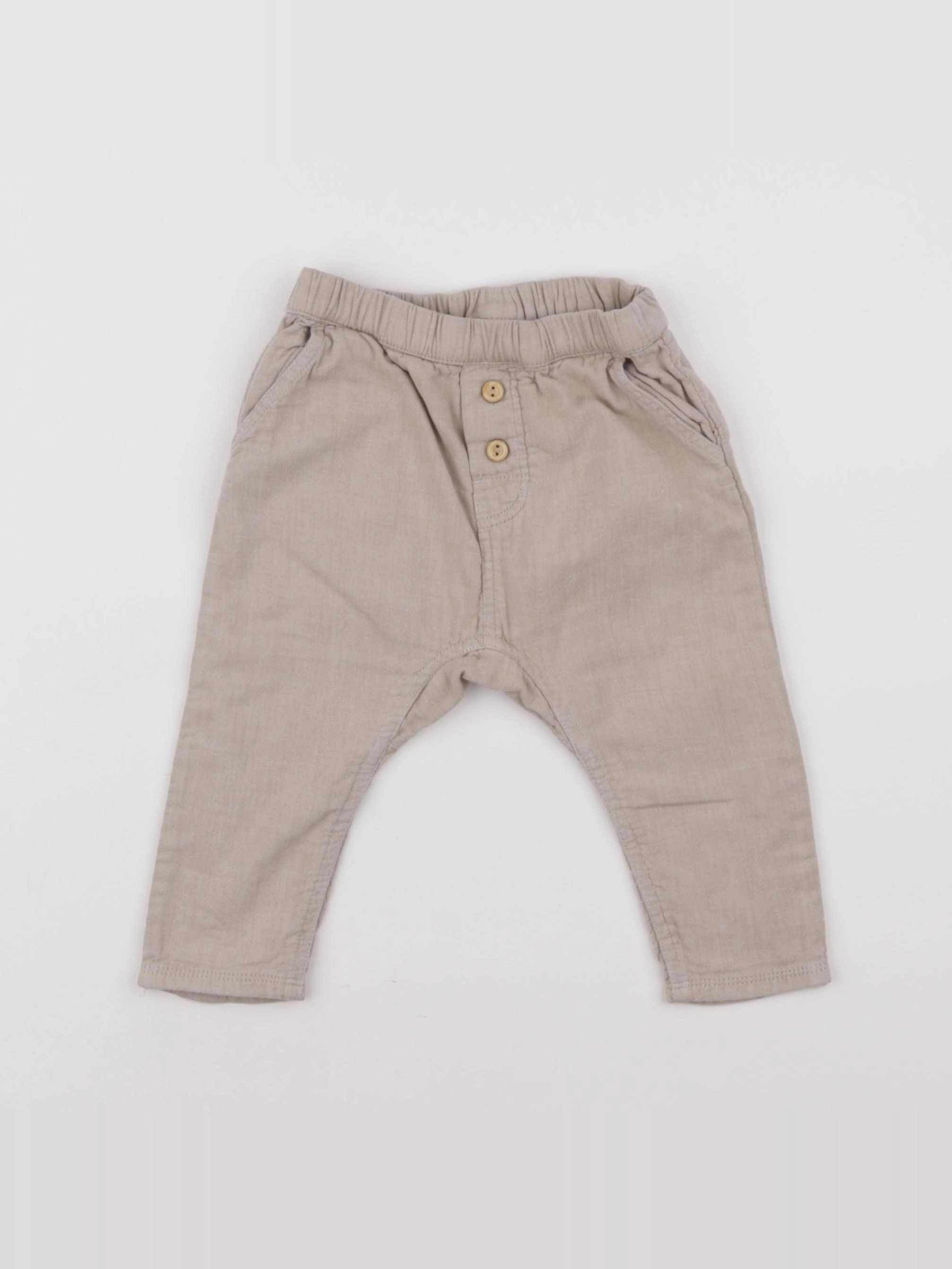 H&M - sarouel beige - 6/9 mois