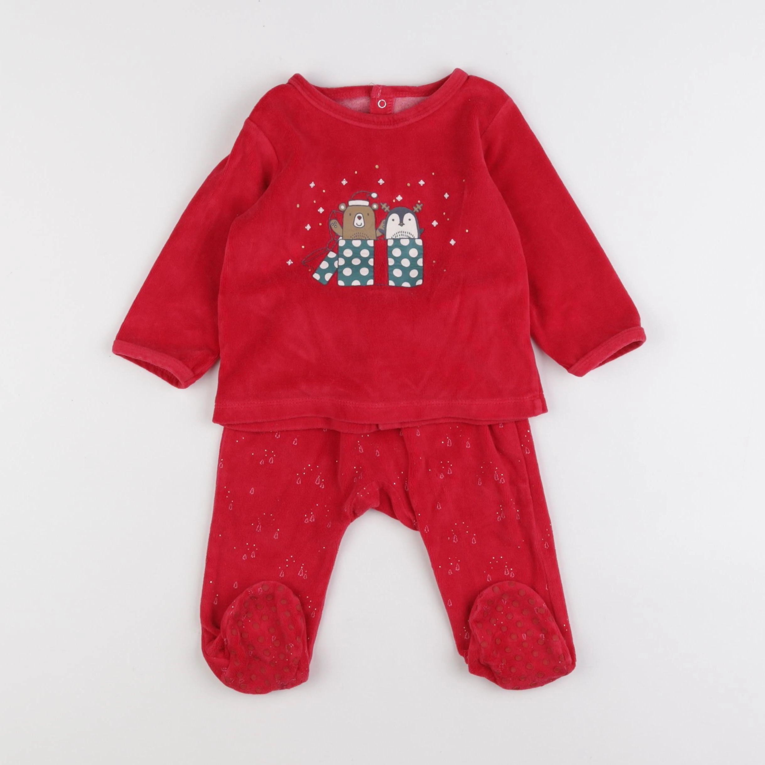 Vertbaudet - pyjama velours rouge - 12 mois