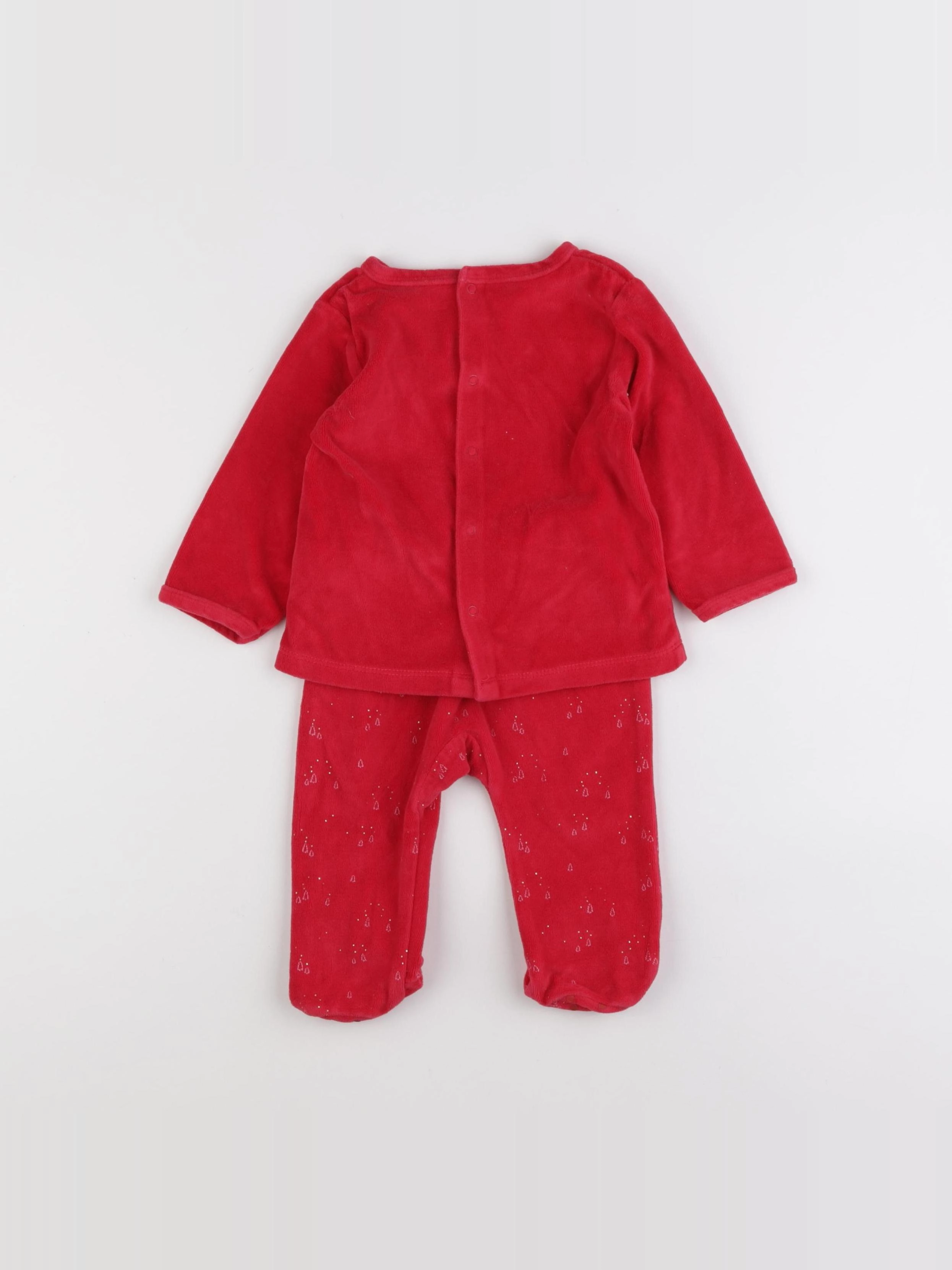Vertbaudet - pyjama velours rouge - 12 mois