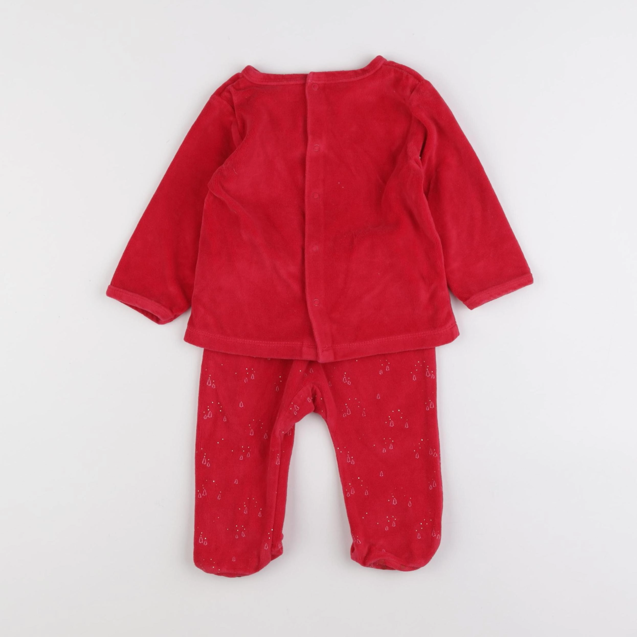Vertbaudet - pyjama velours rouge - 12 mois