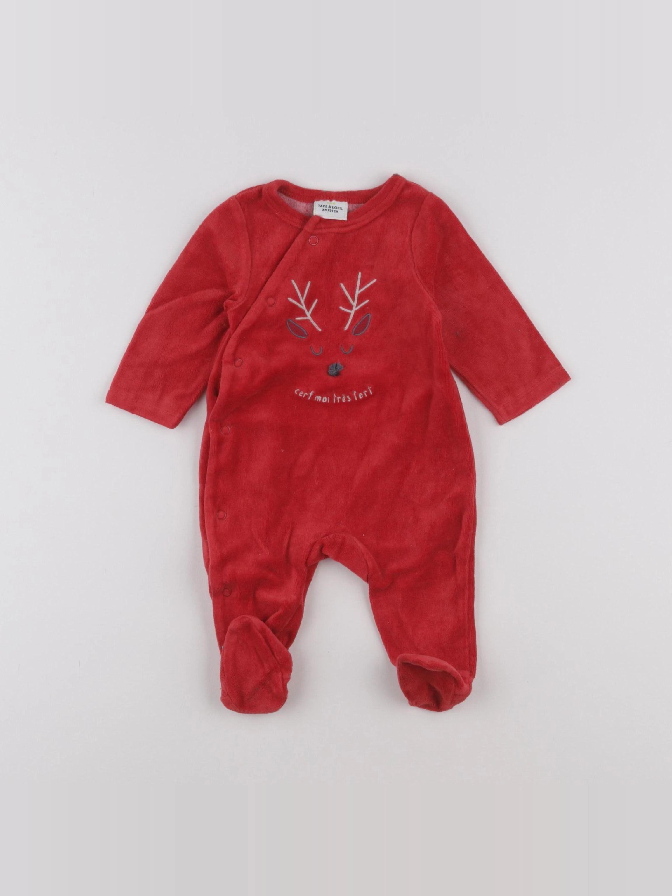 Tape à l'oeil - pyjama velours rouge - 3 mois