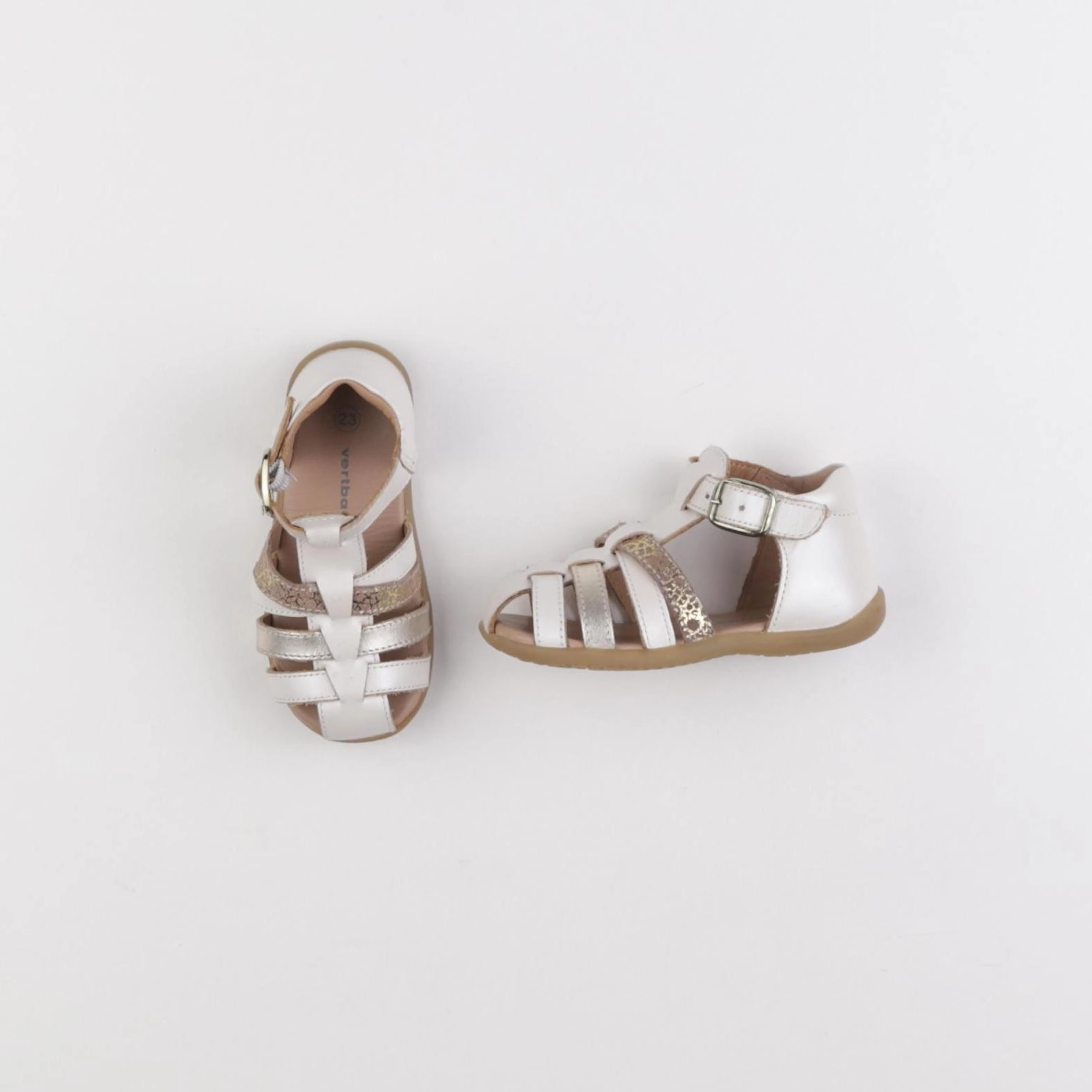 Vertbaudet - sandales or, beige - pointure 20