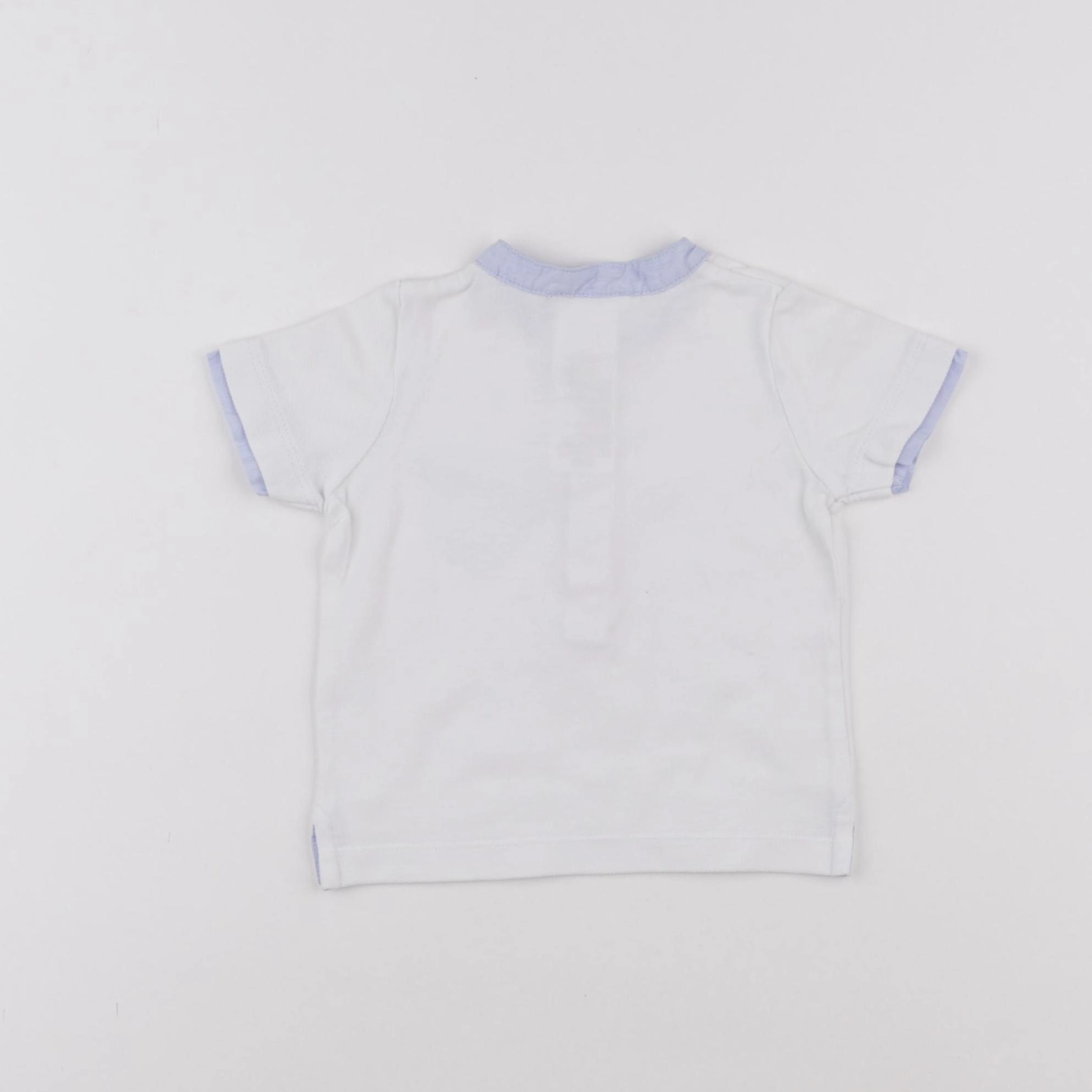 Jacadi - polo blanc, bleu - 6 mois