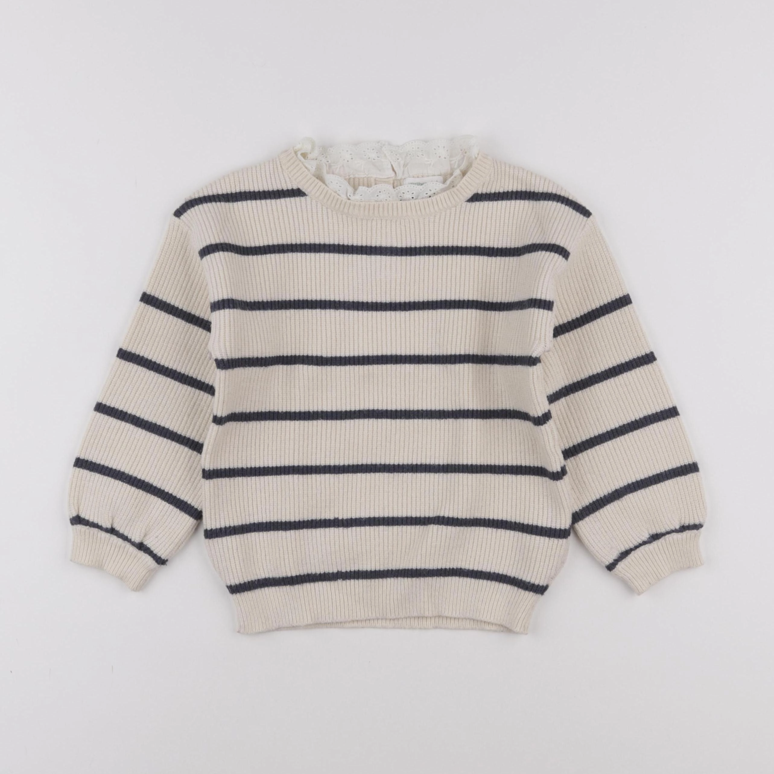 Vertbaudet - pull beige, bleu - 5 ans