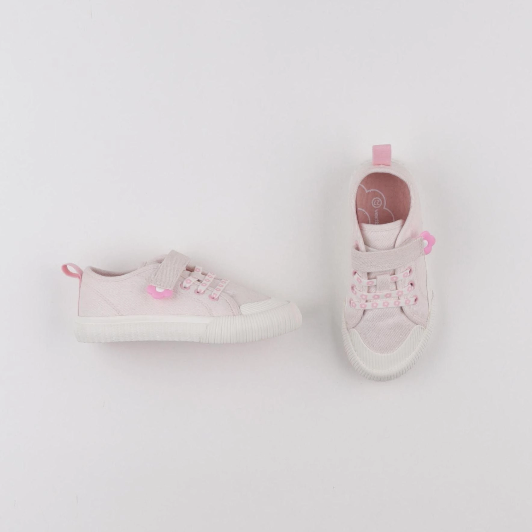 Vertbaudet - tennis à scratch/ lacets rose, argent - pointure 27