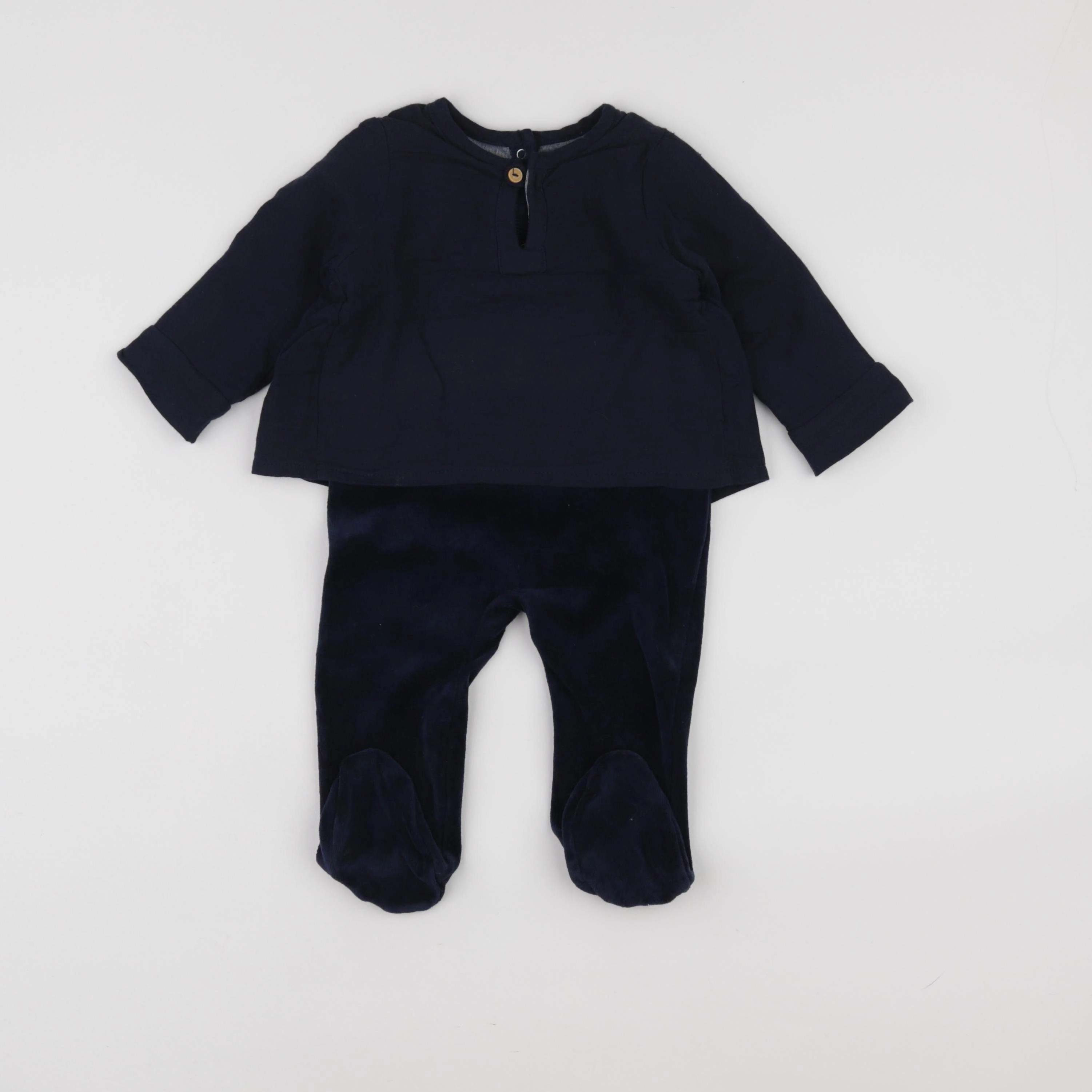 Vertbaudet - pyjama velours bleu - 9 mois