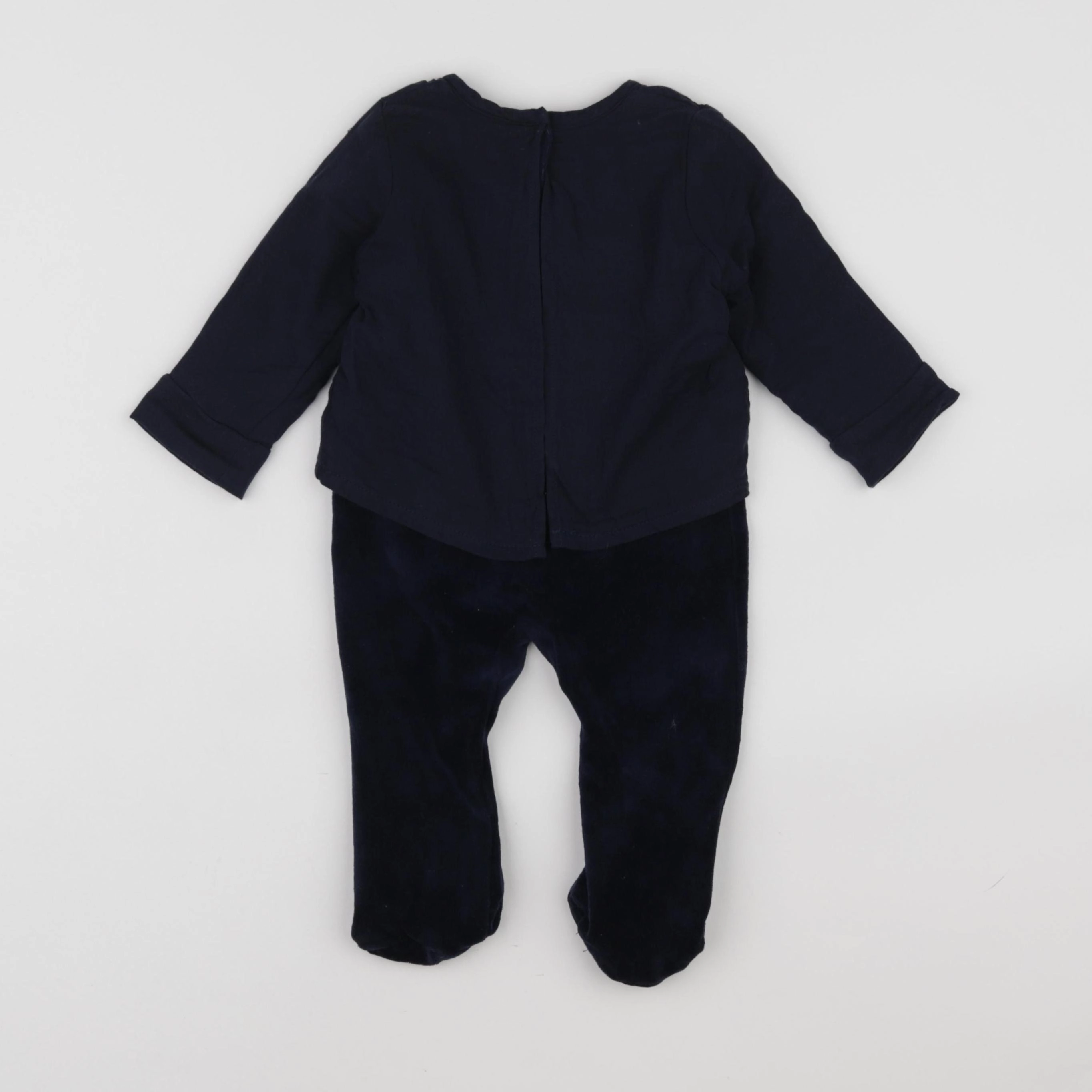 Vertbaudet - pyjama velours bleu - 9 mois