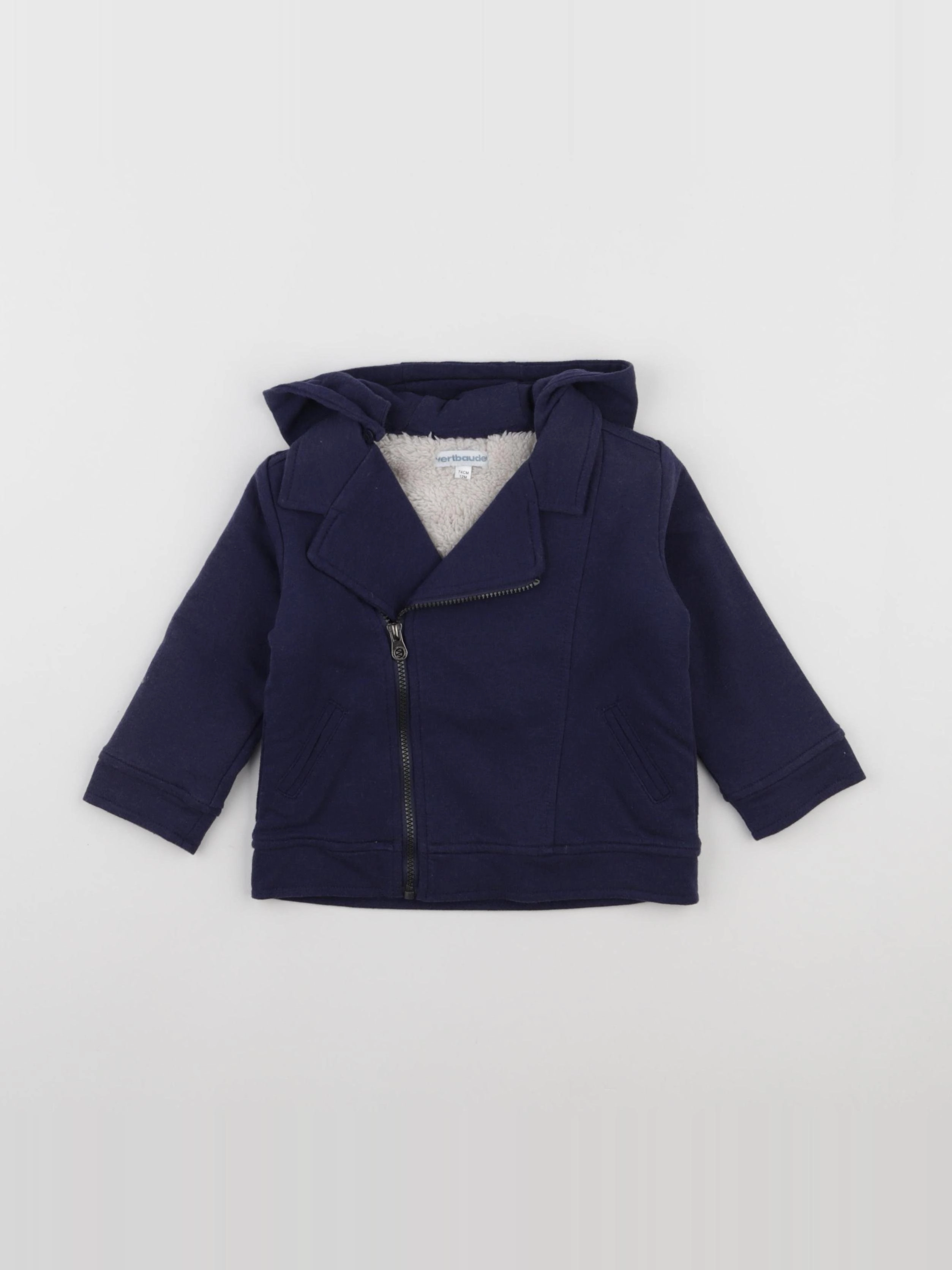 Vertbaudet - veste doublé bleu - 12 mois