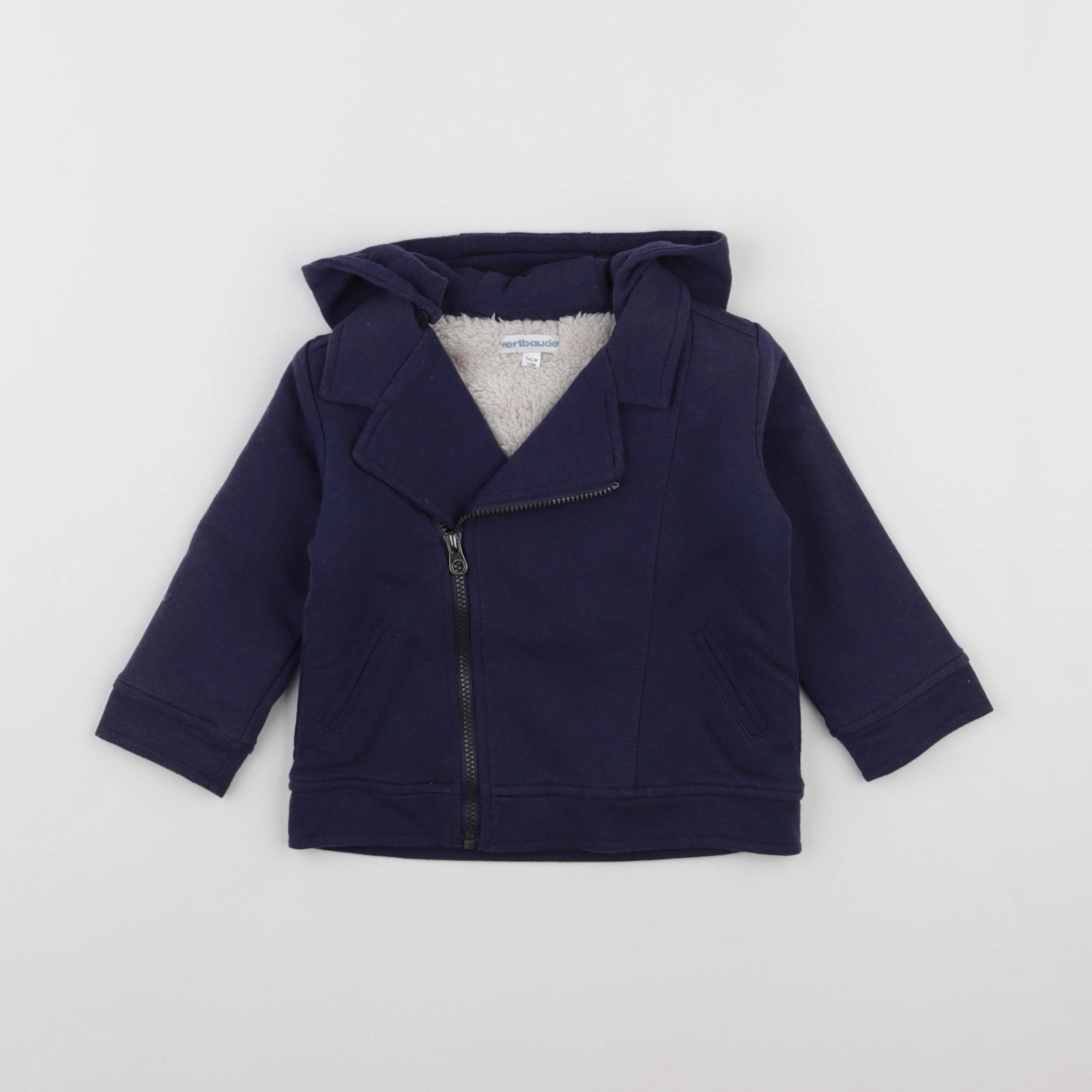 Vertbaudet - veste doublé bleu - 12 mois
