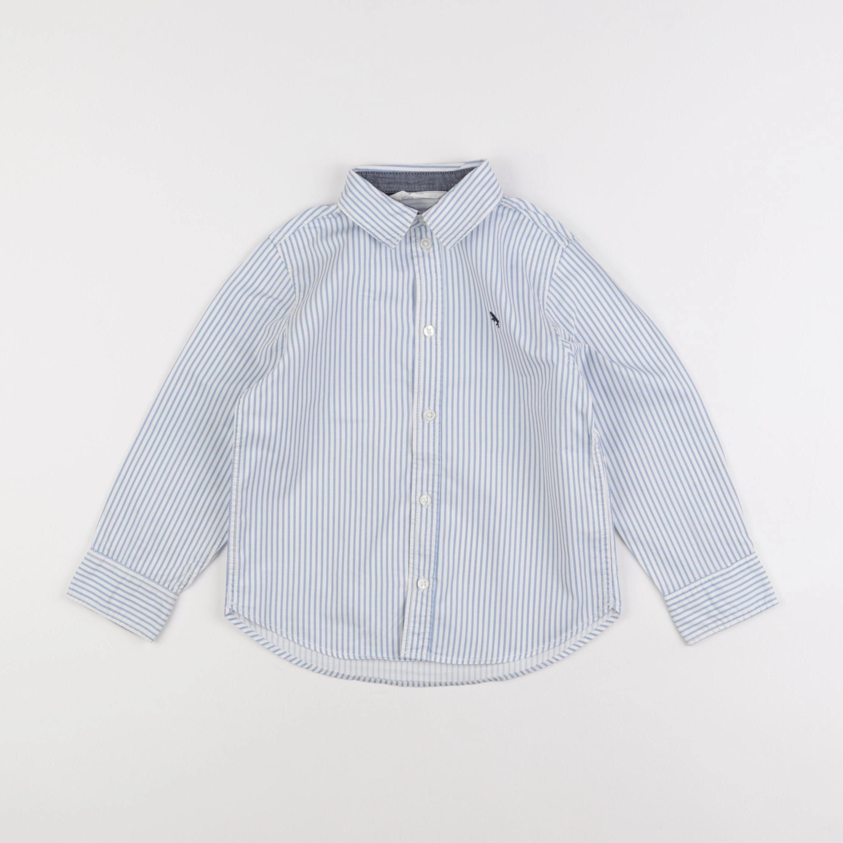 H&M - chemise blanc, bleu - 4/5 ans