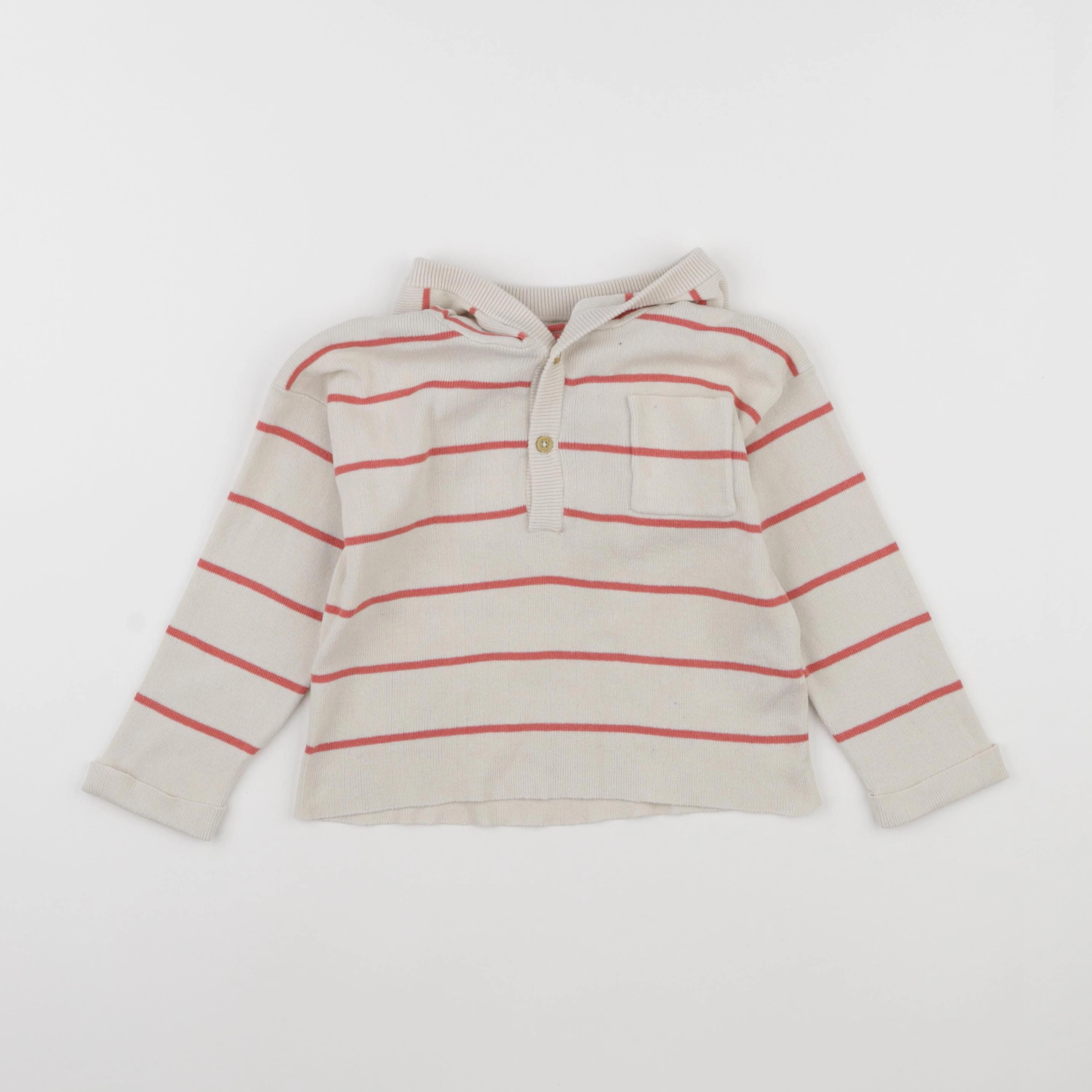 Vertbaudet - pull beige, rouge - 3 ans