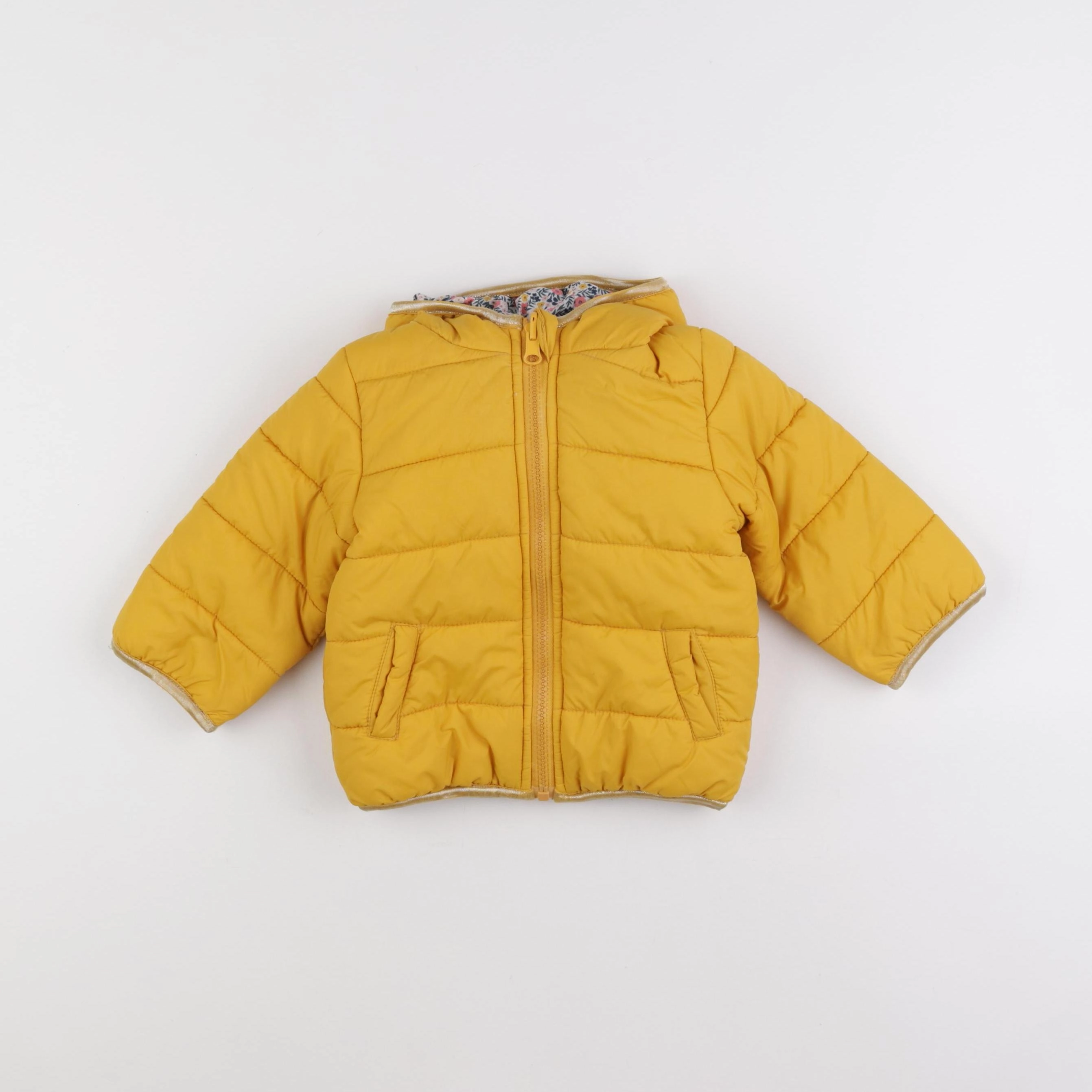 Vertbaudet - doudoune réversible jaune - 9/12 mois