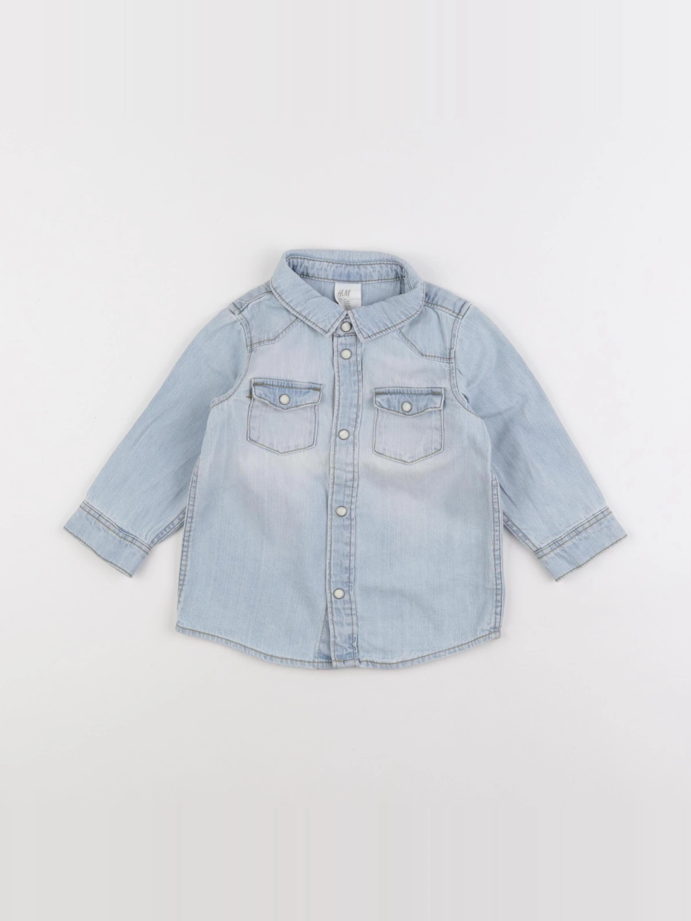 H&M - chemise bleu - 6/9 mois
