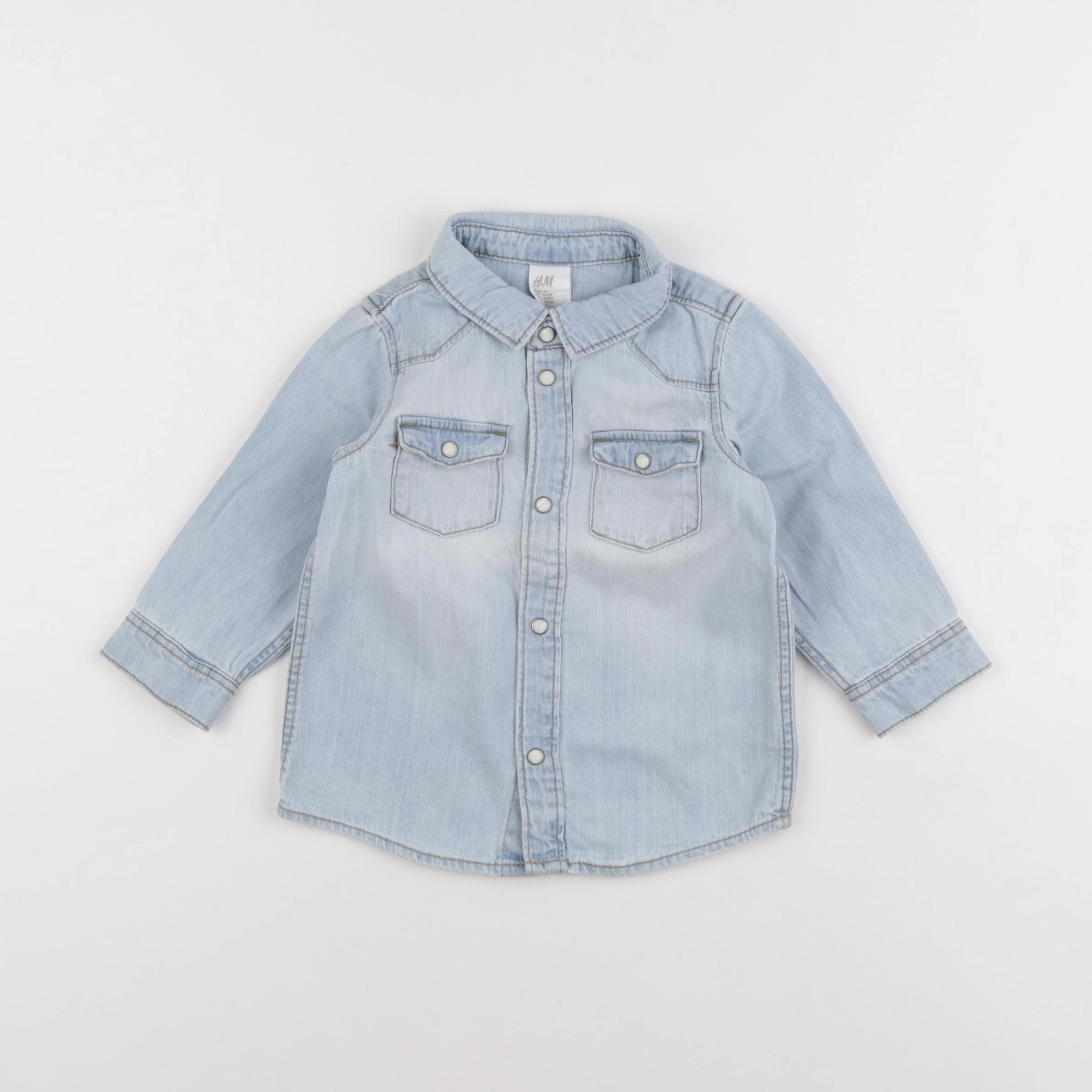 H&M - chemise bleu - 6/9 mois