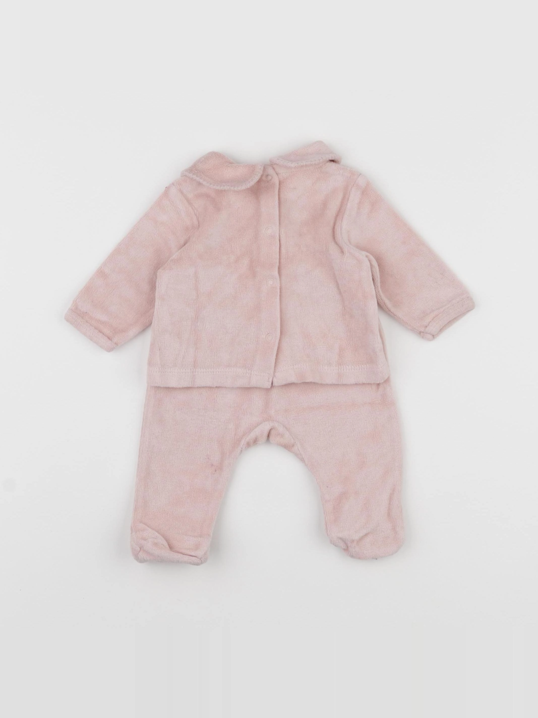 Vertbaudet - pyjama velours rose - 1 mois