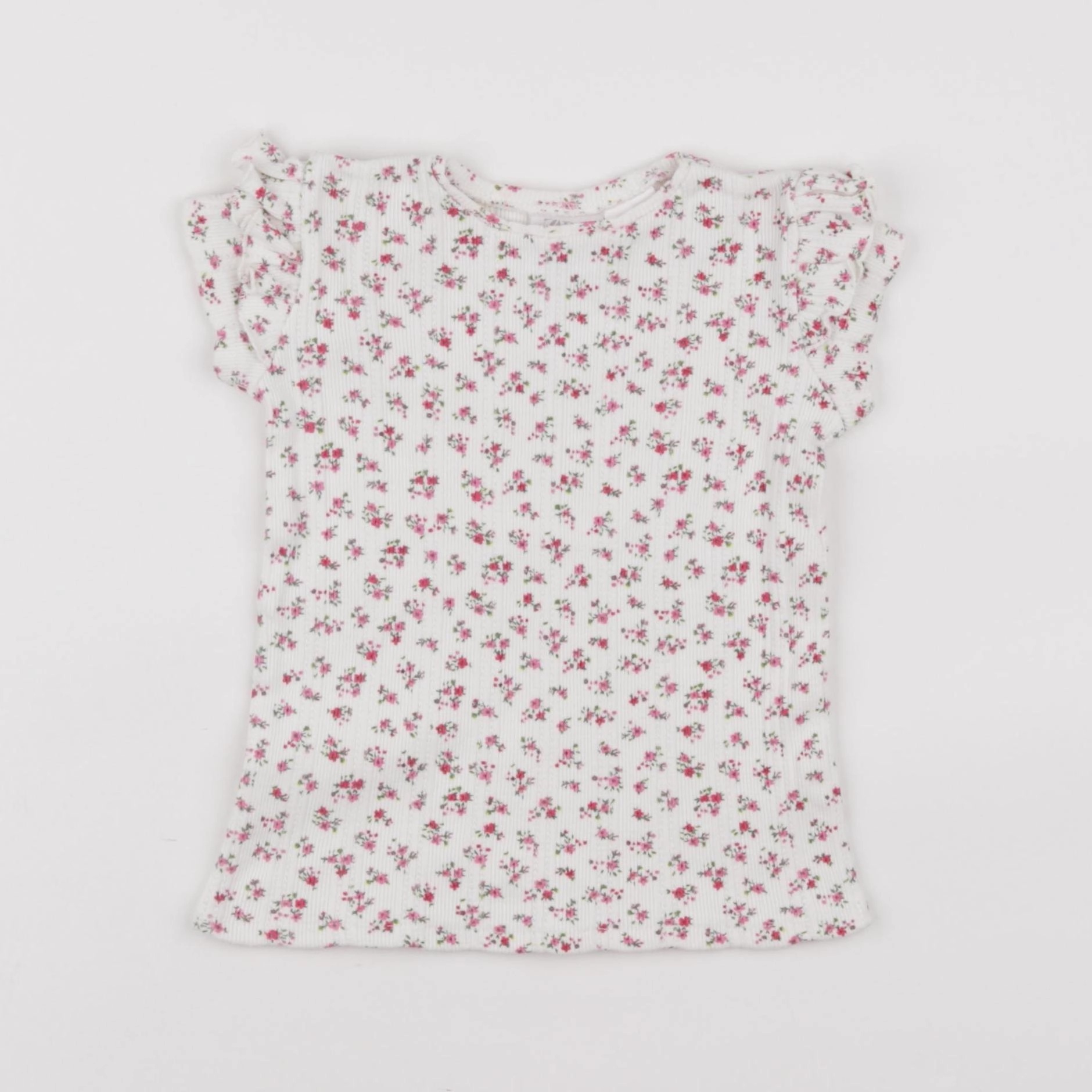 Zara - tee-shirt blanc, rose - 18 mois à 3 ans