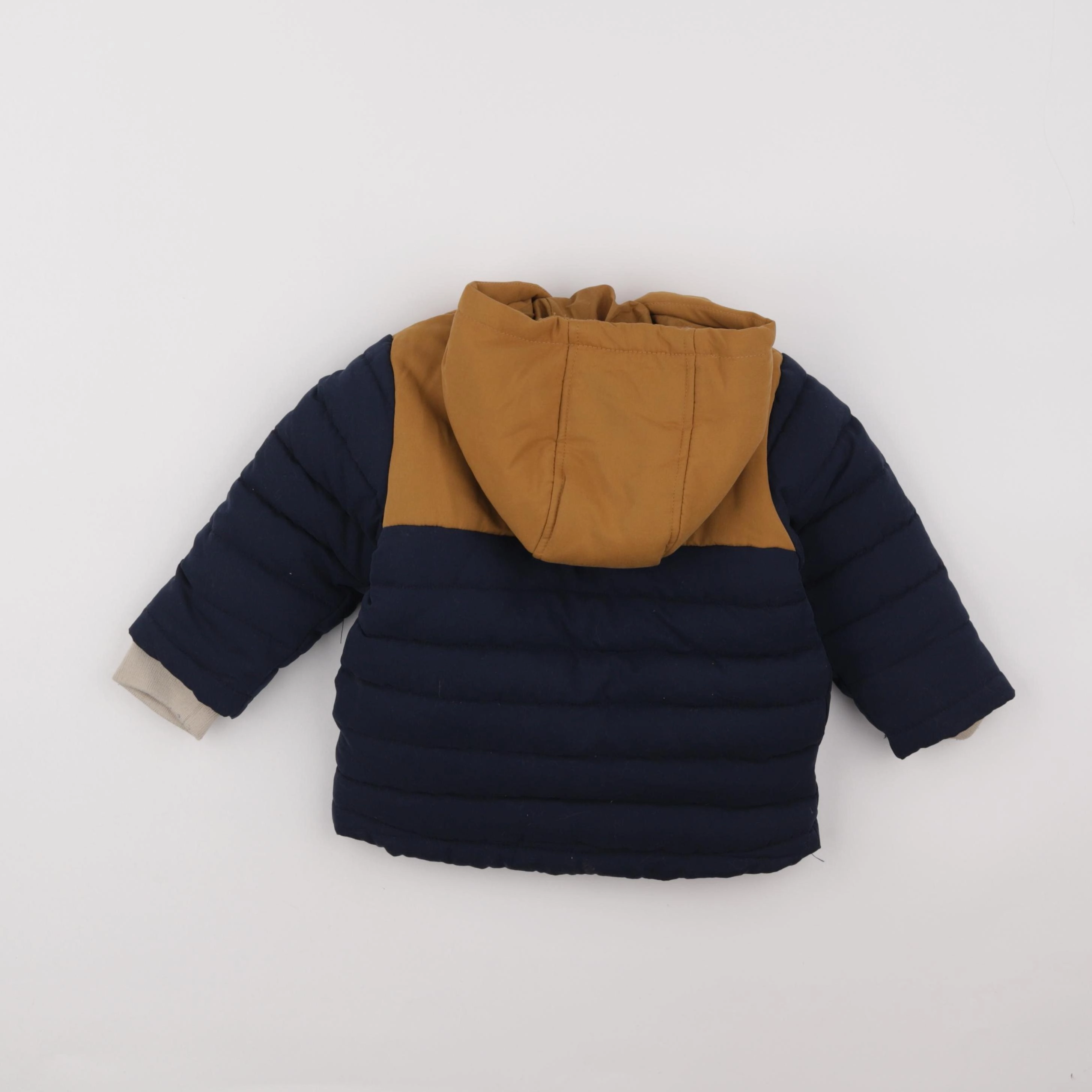 Vertbaudet - manteau doublure amovible bleu, marron - 18 mois
