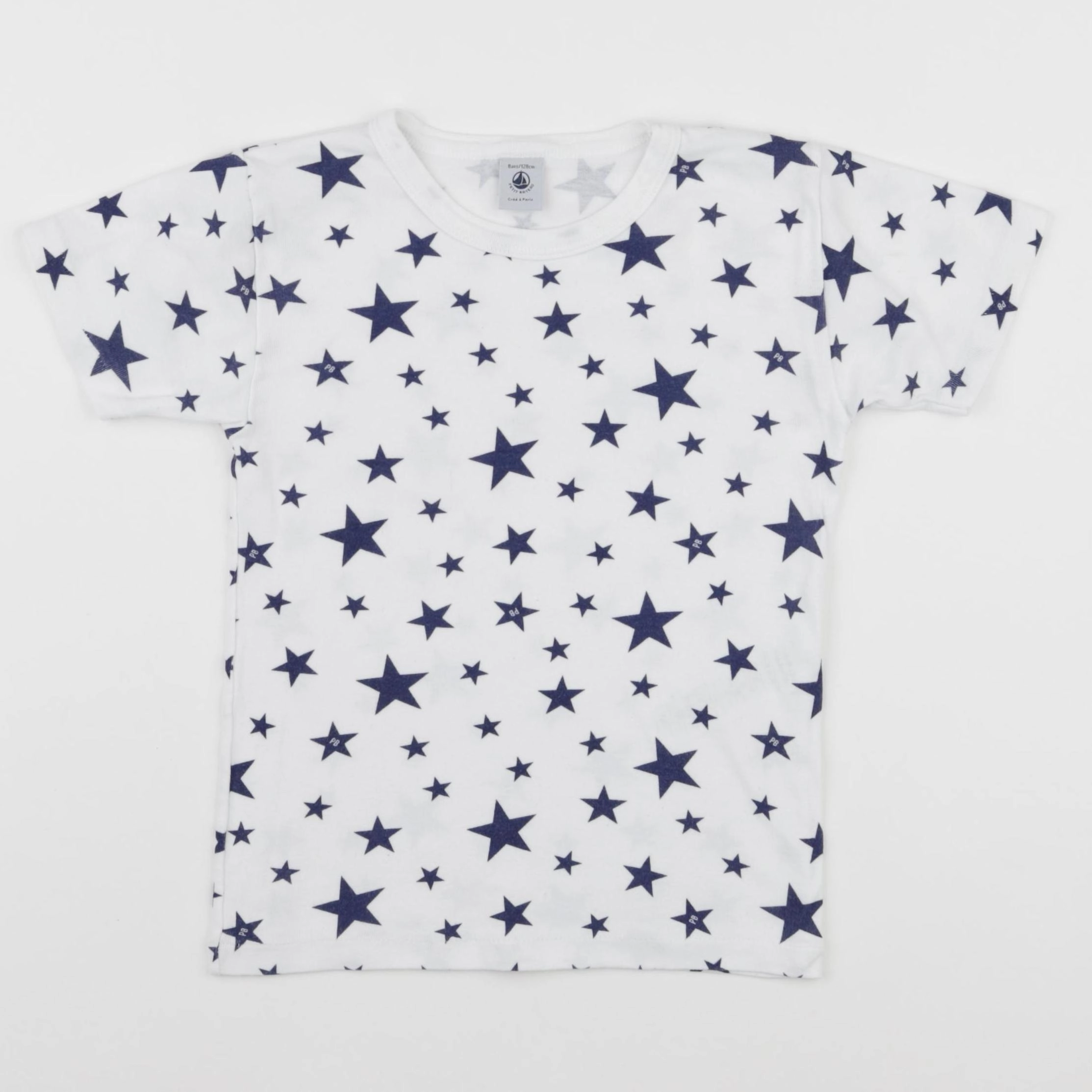 Petit Bateau - maillot de corps bleu, blanc - 8 ans