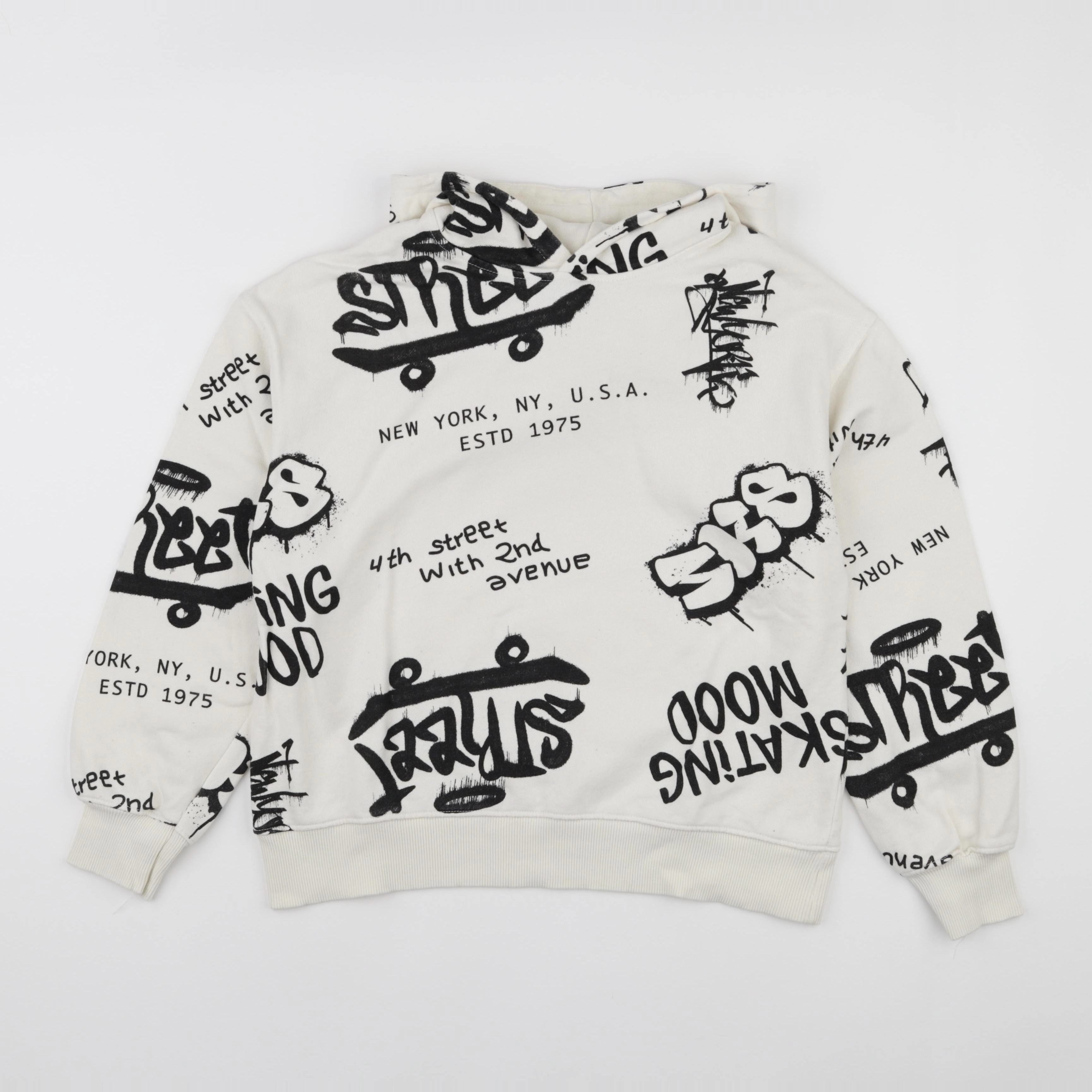 Zara - sweat imprimé au dos beige - 11/12 ans