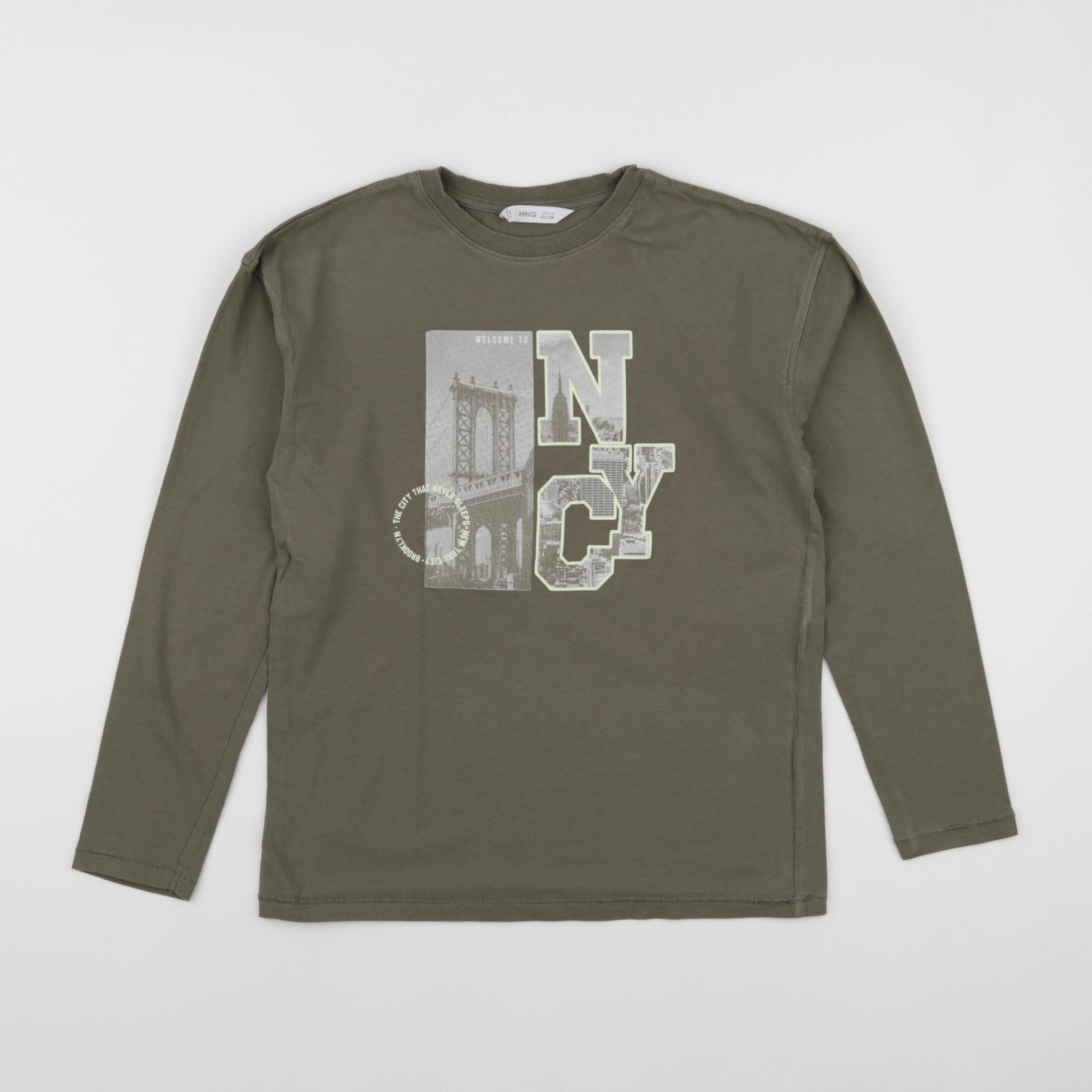 Mango - tee-shirt vert - 11/12 ans