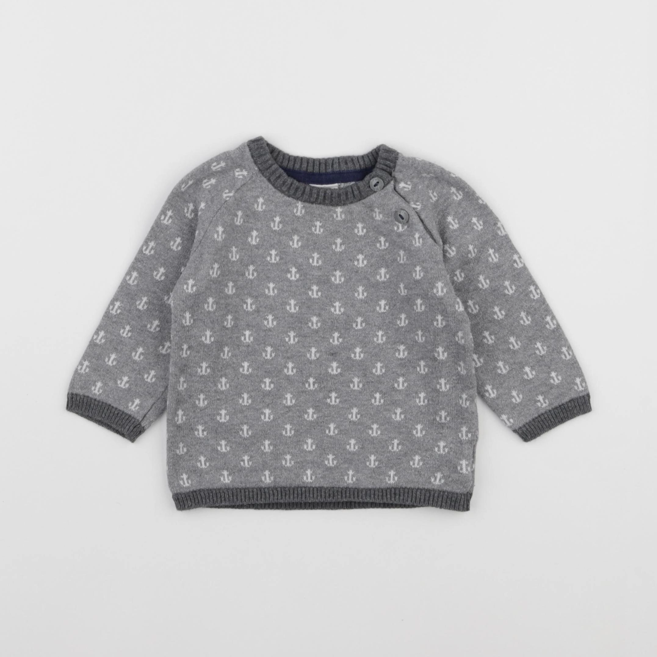 H&M - pull gris - 3/6 mois