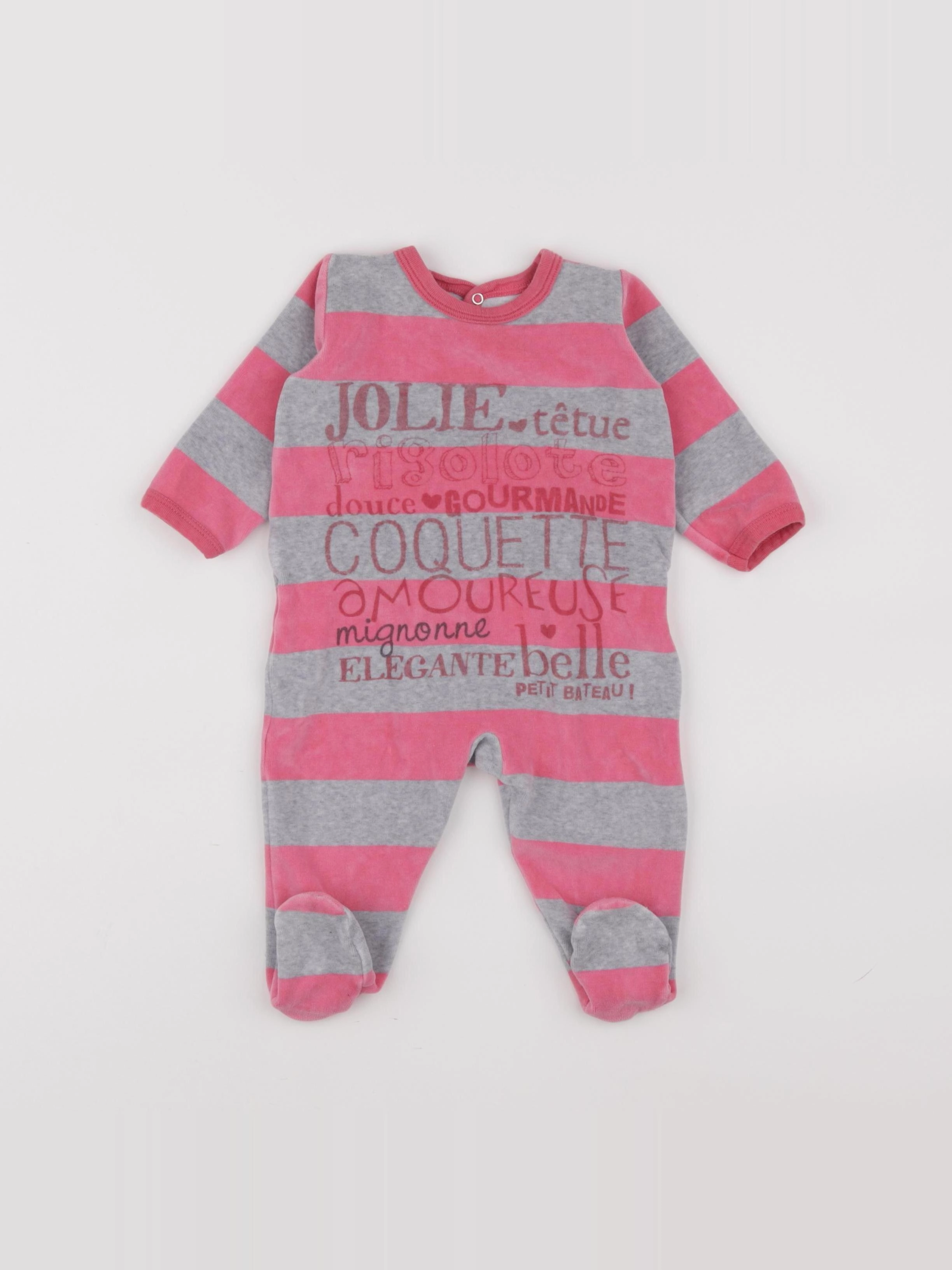 Petit Bateau - pyjama velours rose - 6 mois